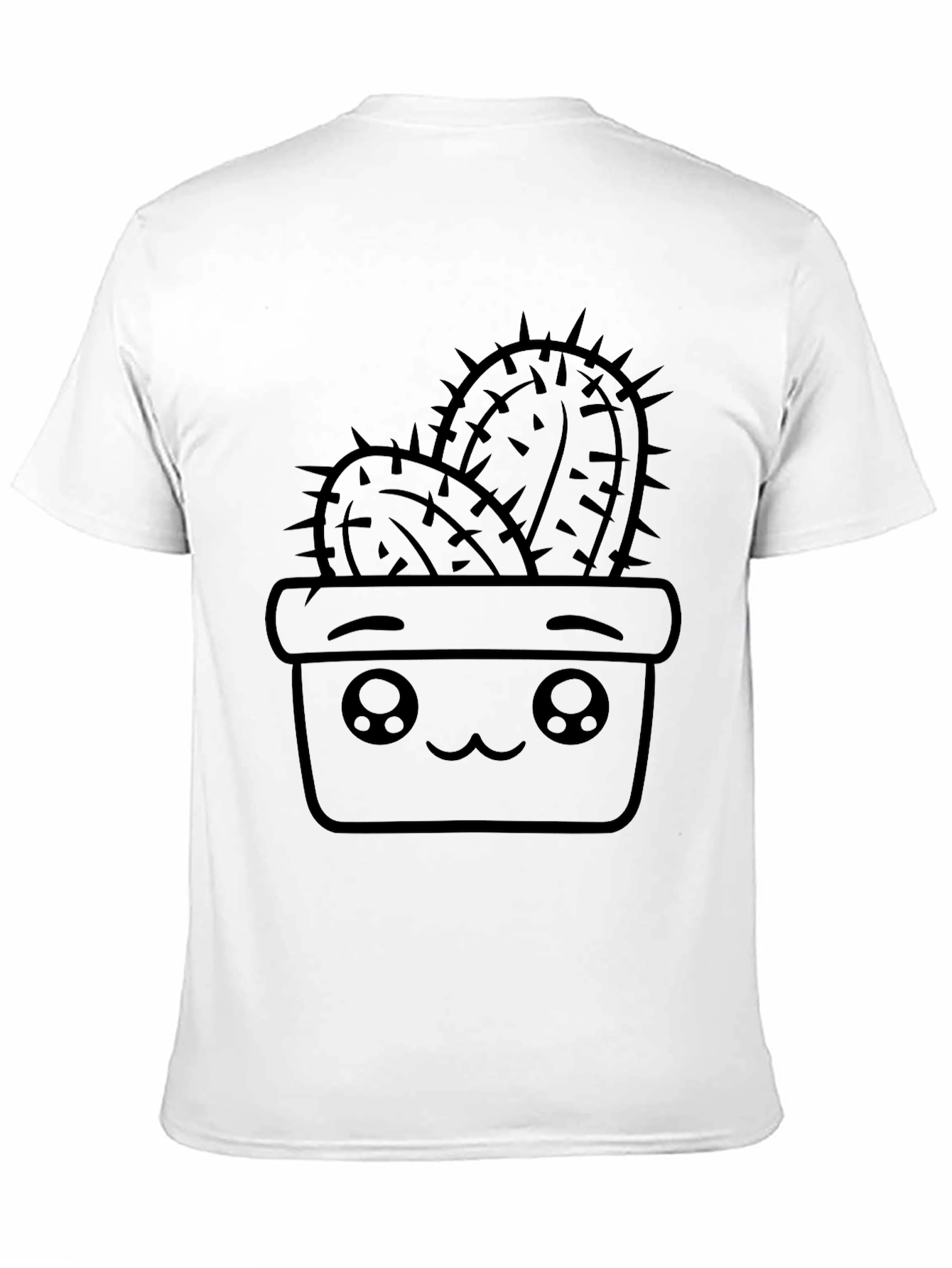 Cute Cactus Graphic Tee - Black Cotton T-Shirt