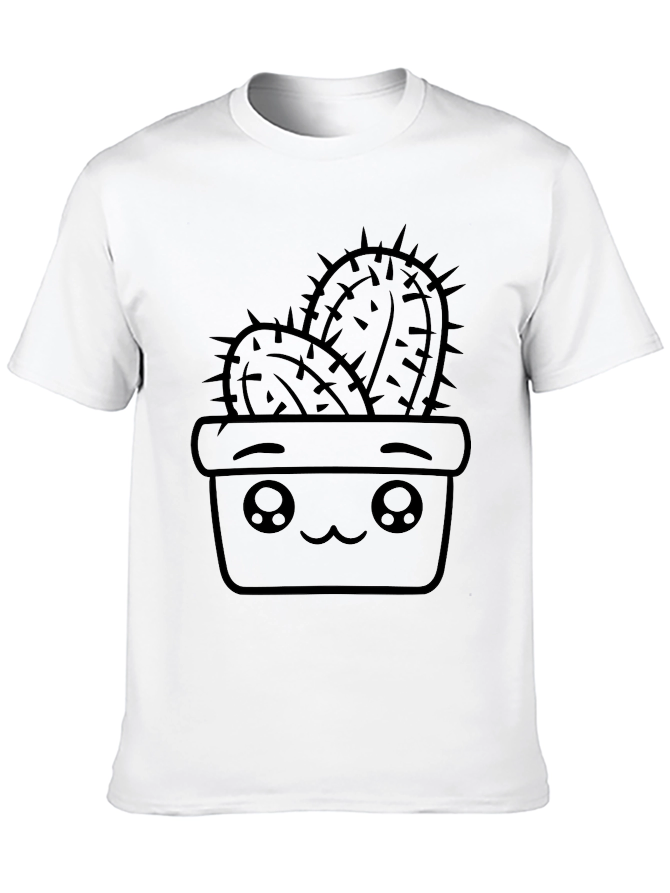 Cute Cactus Graphic Tee - Black Cotton T-Shirt