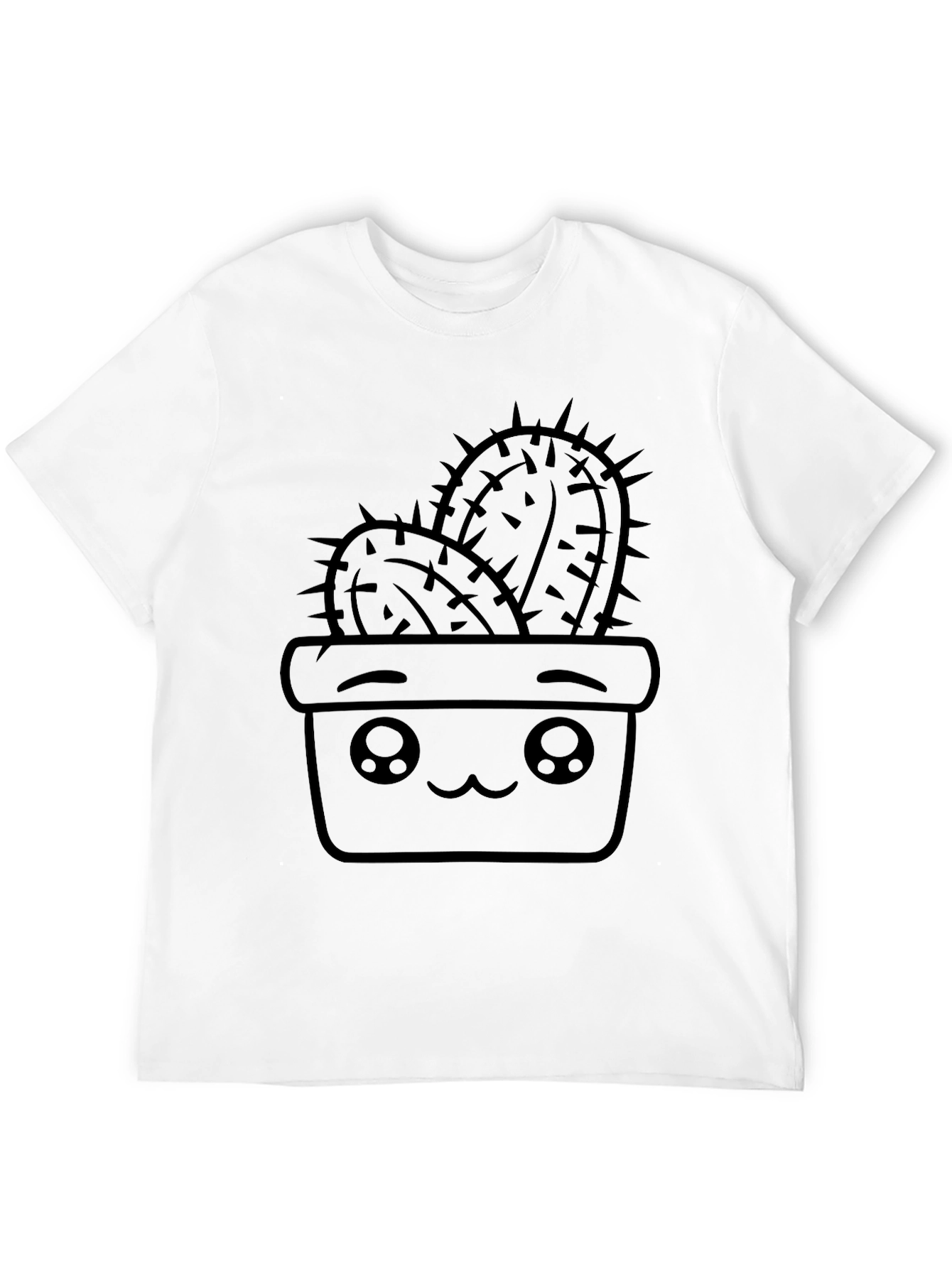Cute Cactus Graphic Tee - Black Cotton T-Shirt