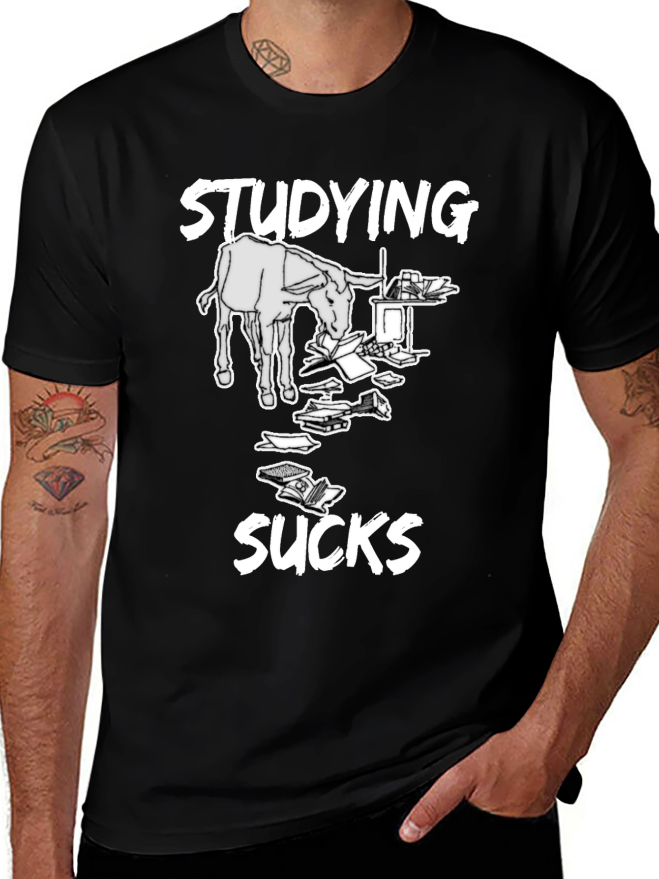 Studying Sucks T-Shirt - Novelty Donkey Design
