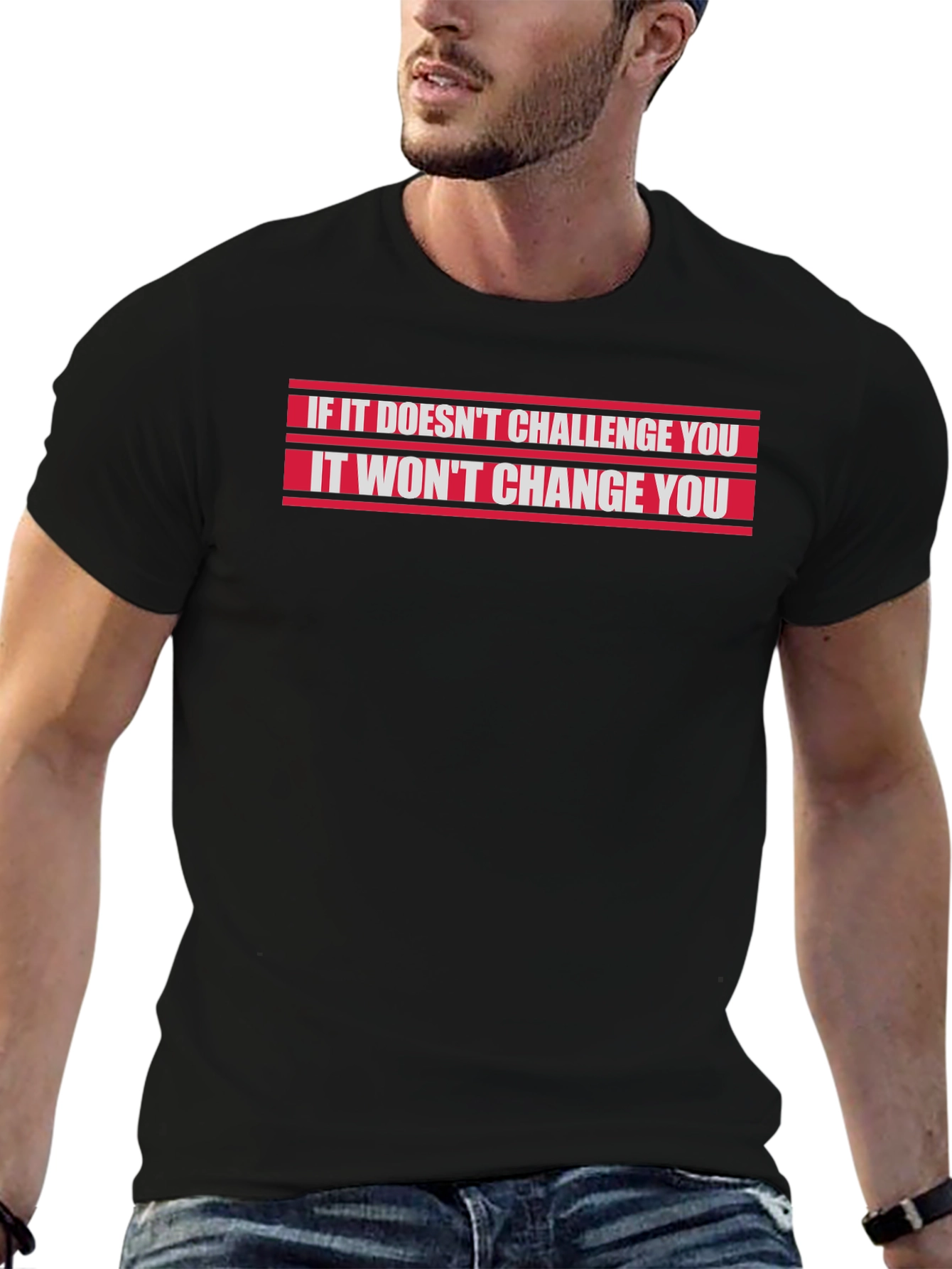 Challenge Yourself Black Graphic T-Shirt