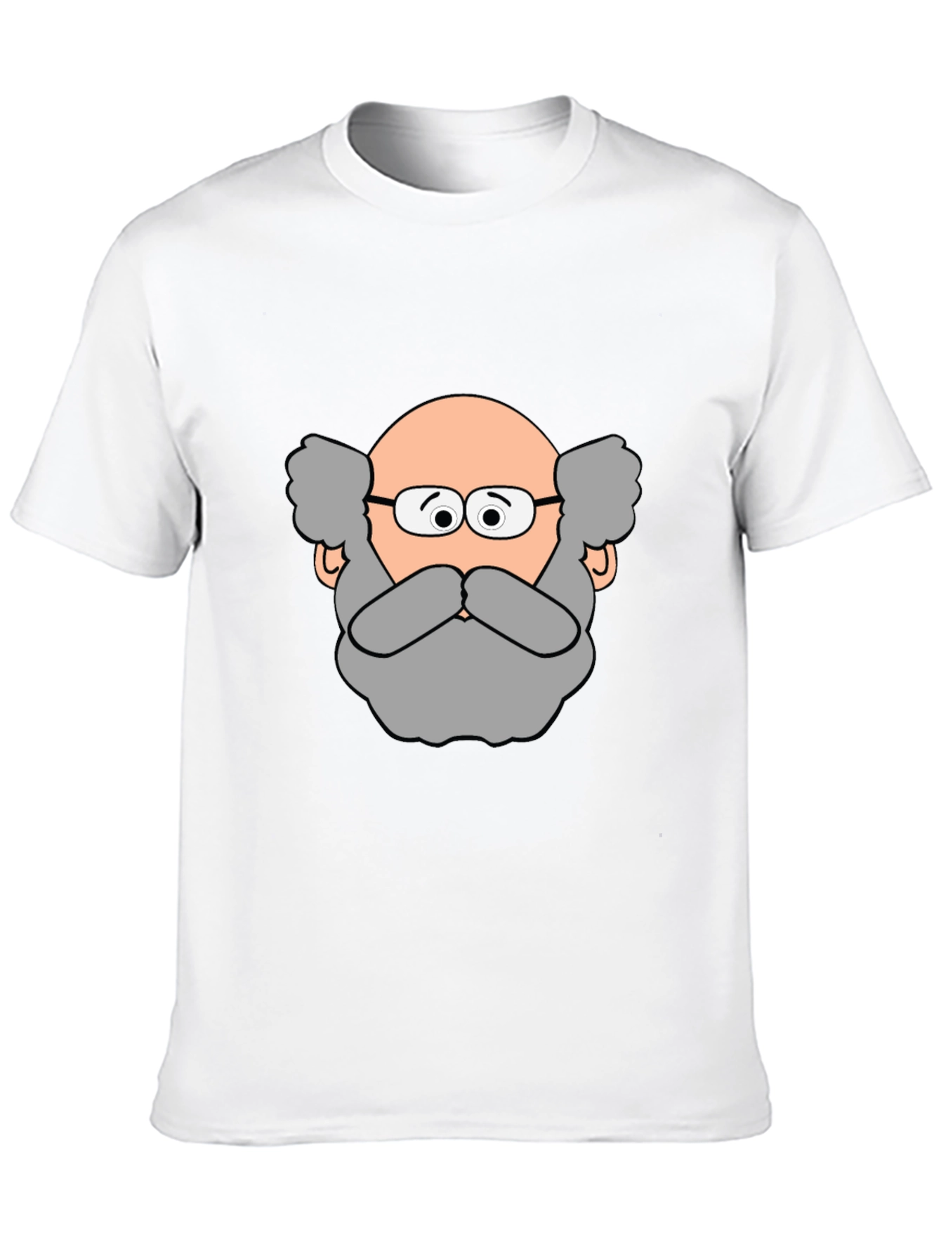 Funny Cartoon Bald Man Portrait Black T-Shirt