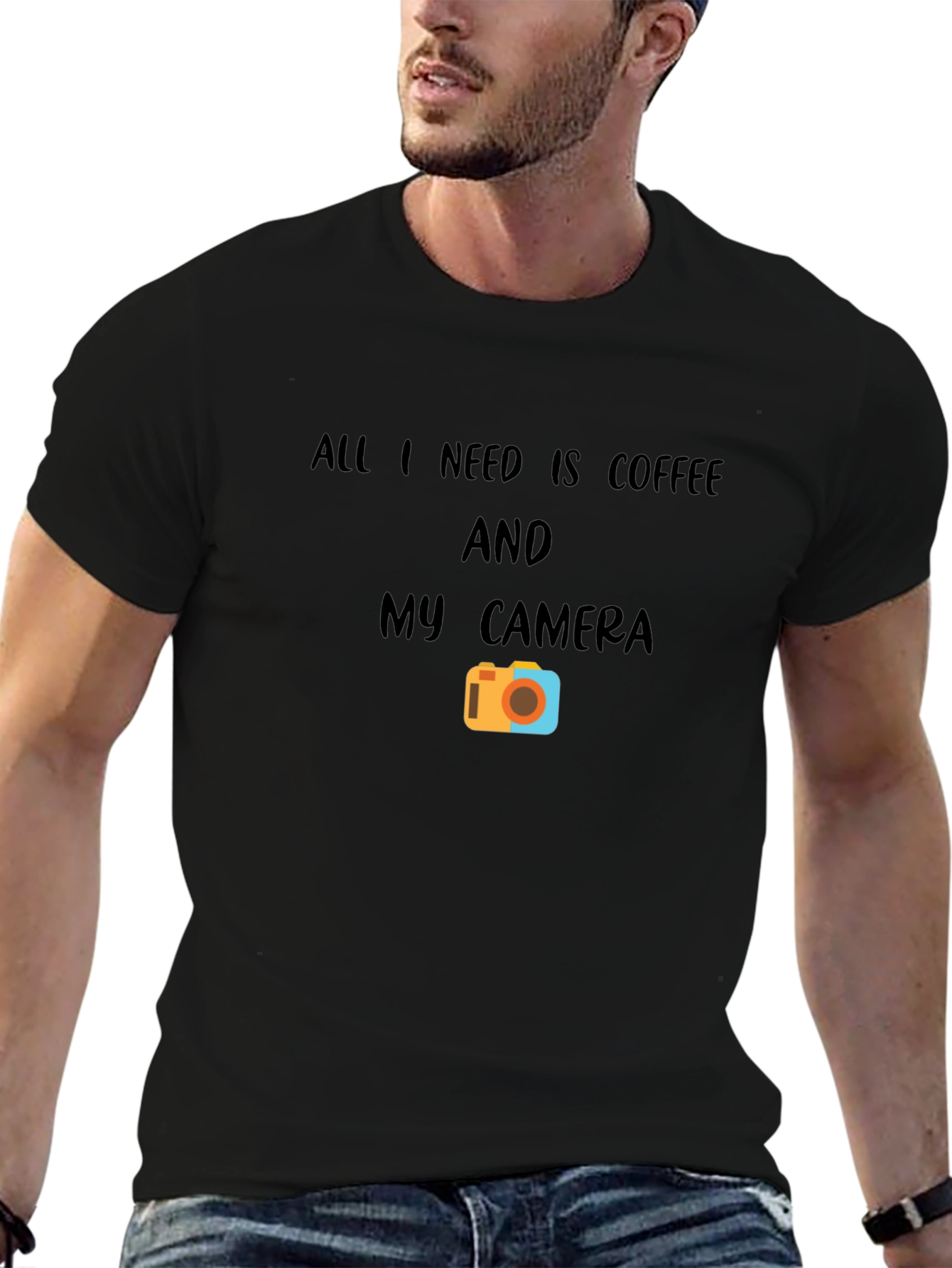 Coffee & Camera Graphic T-Shirt - Black