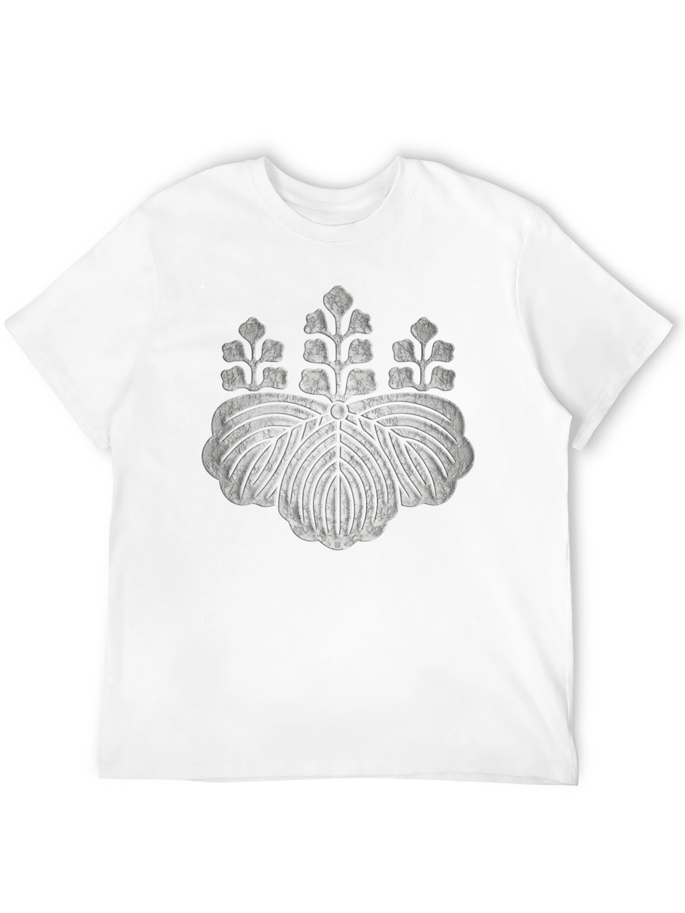Black T-Shirt with Distressed Japanese Crest Design