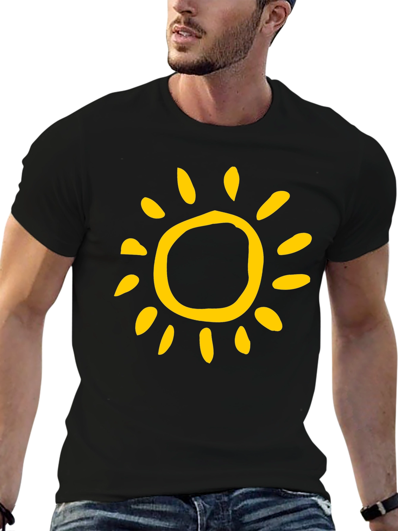 Sunny Day Graphic Tee - Black Cotton T-Shirt