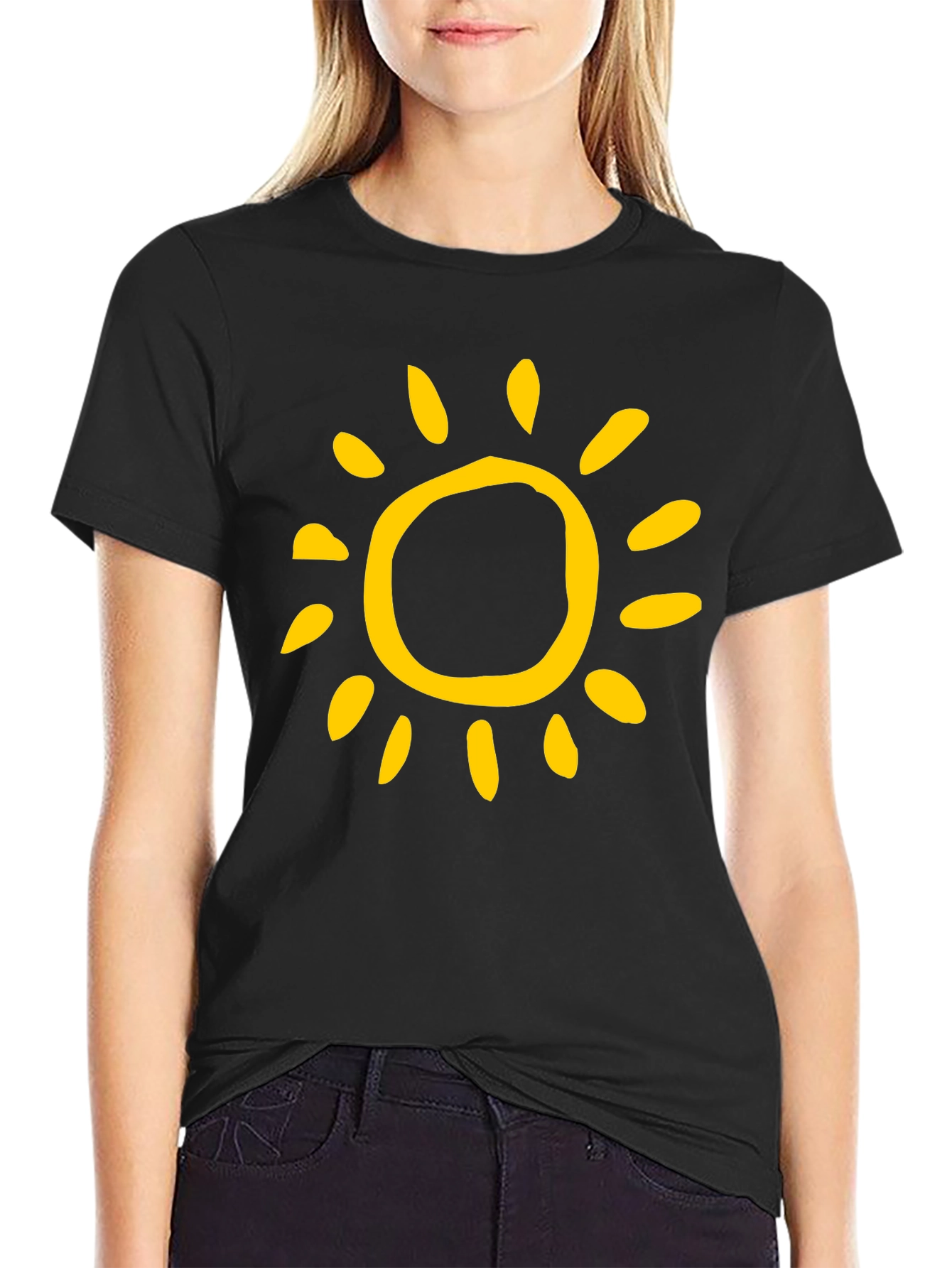 Sunny Day Graphic Tee - Black Cotton T-Shirt