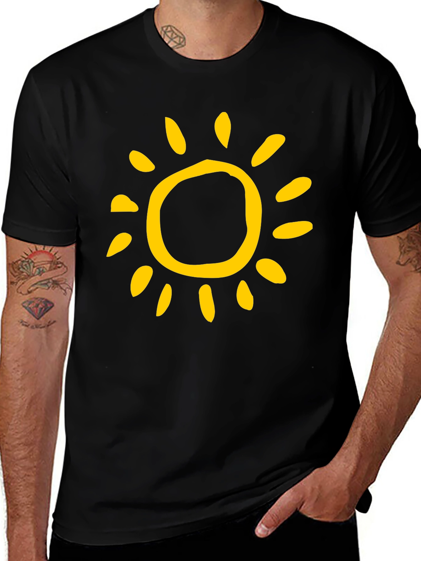 Sunny Day Graphic Tee - Black Cotton T-Shirt