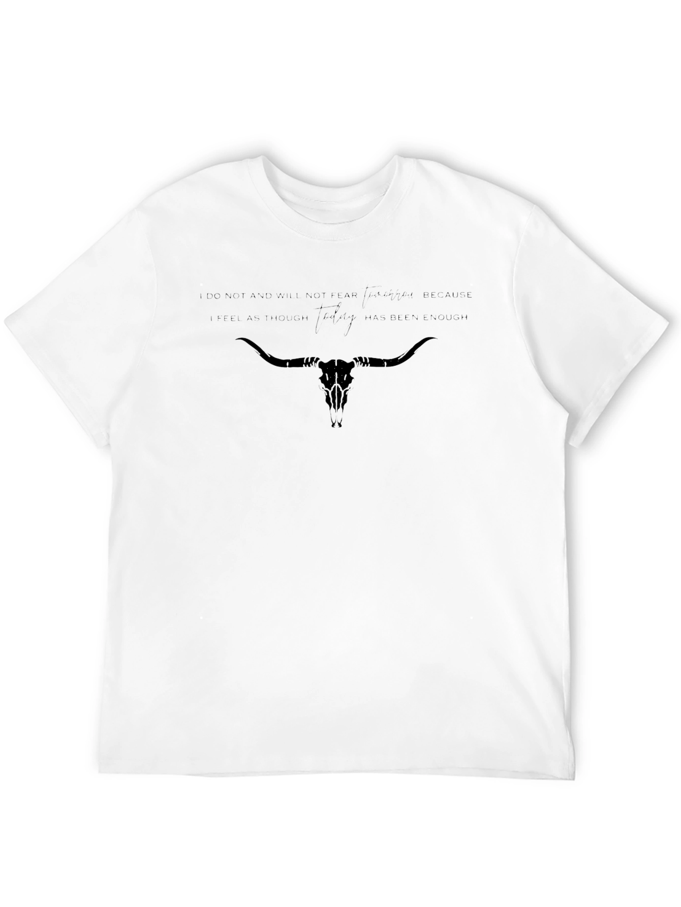 Mens Black Graphic Tee - Bull Skull Design