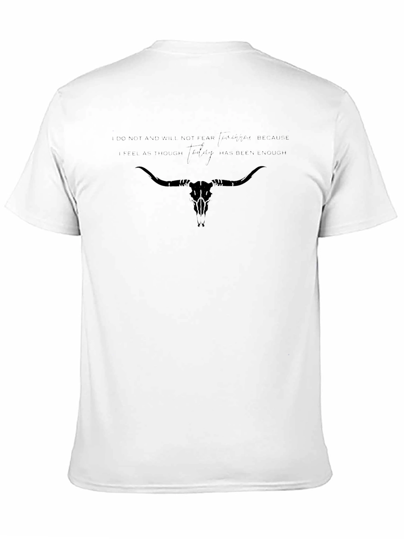 Mens Black Graphic Tee - Bull Skull Design