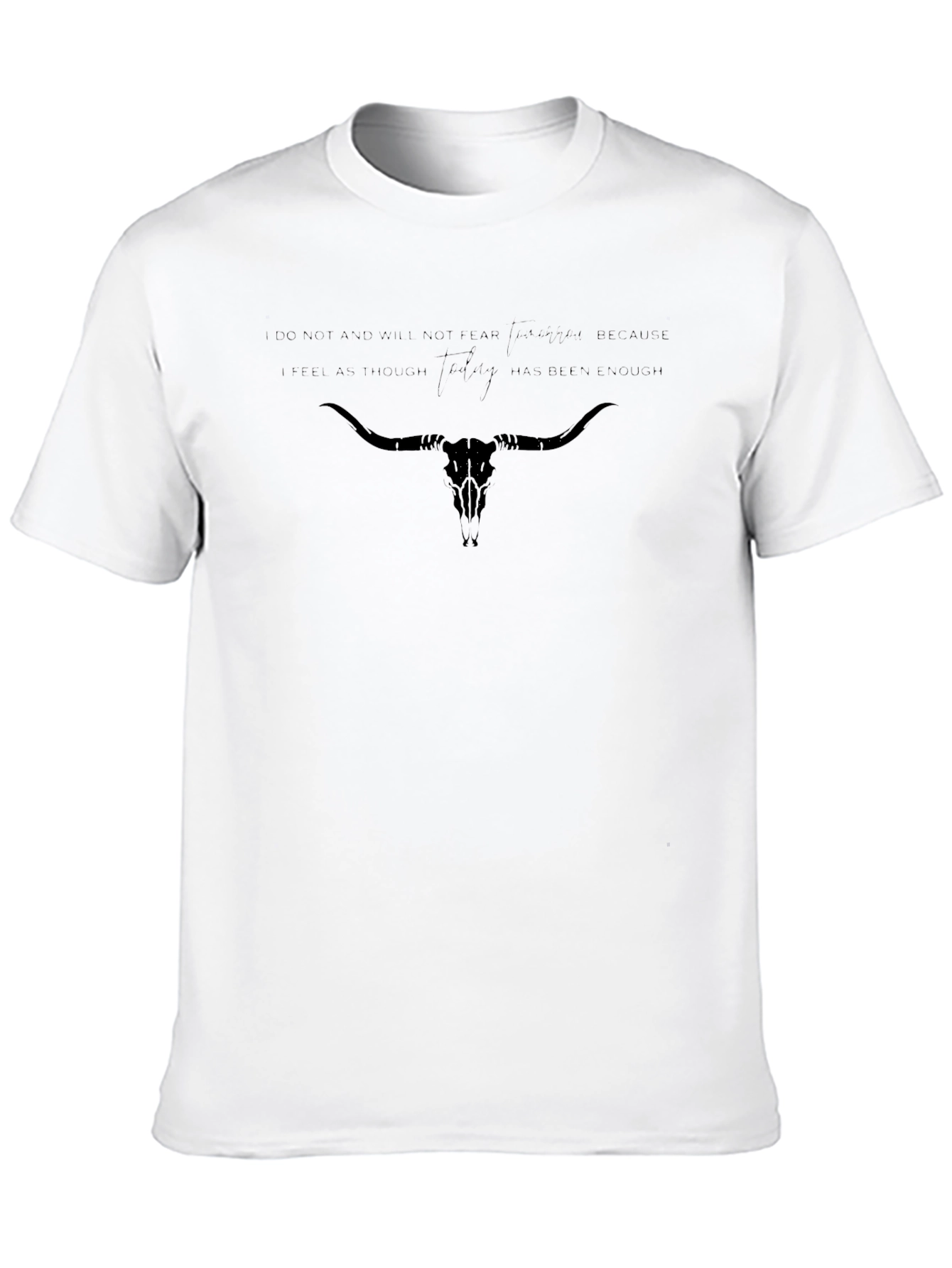 Mens Black Graphic Tee - Bull Skull Design
