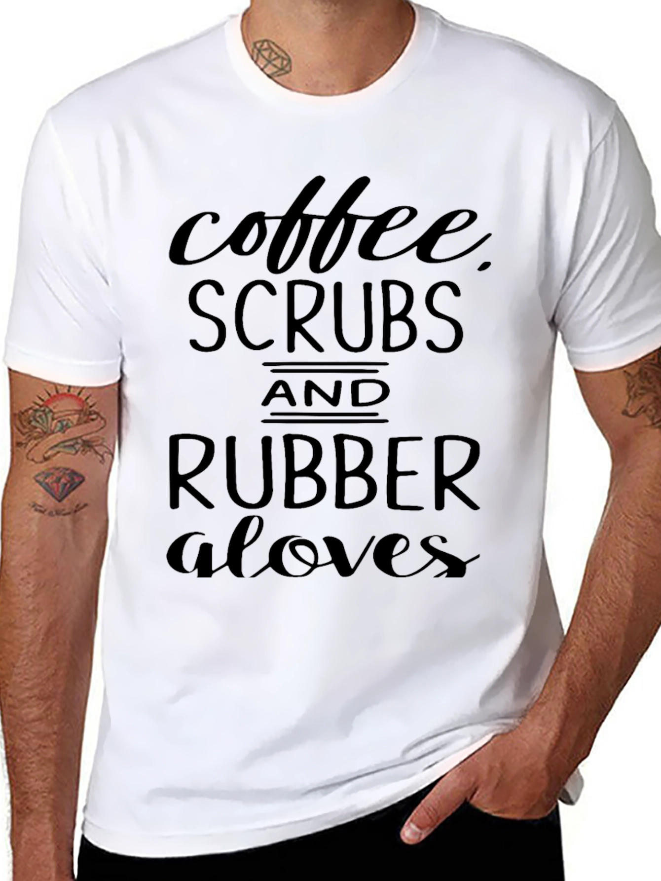 Coffee Scrubs Rubber Gloves Graphic T-Shirt