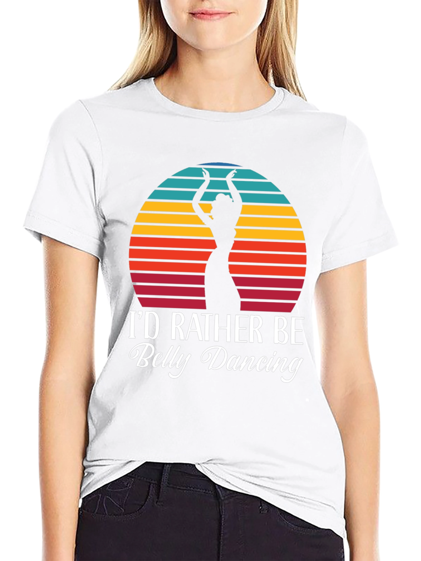 Belly Dancing T-Shirt - Retro Sunset Design