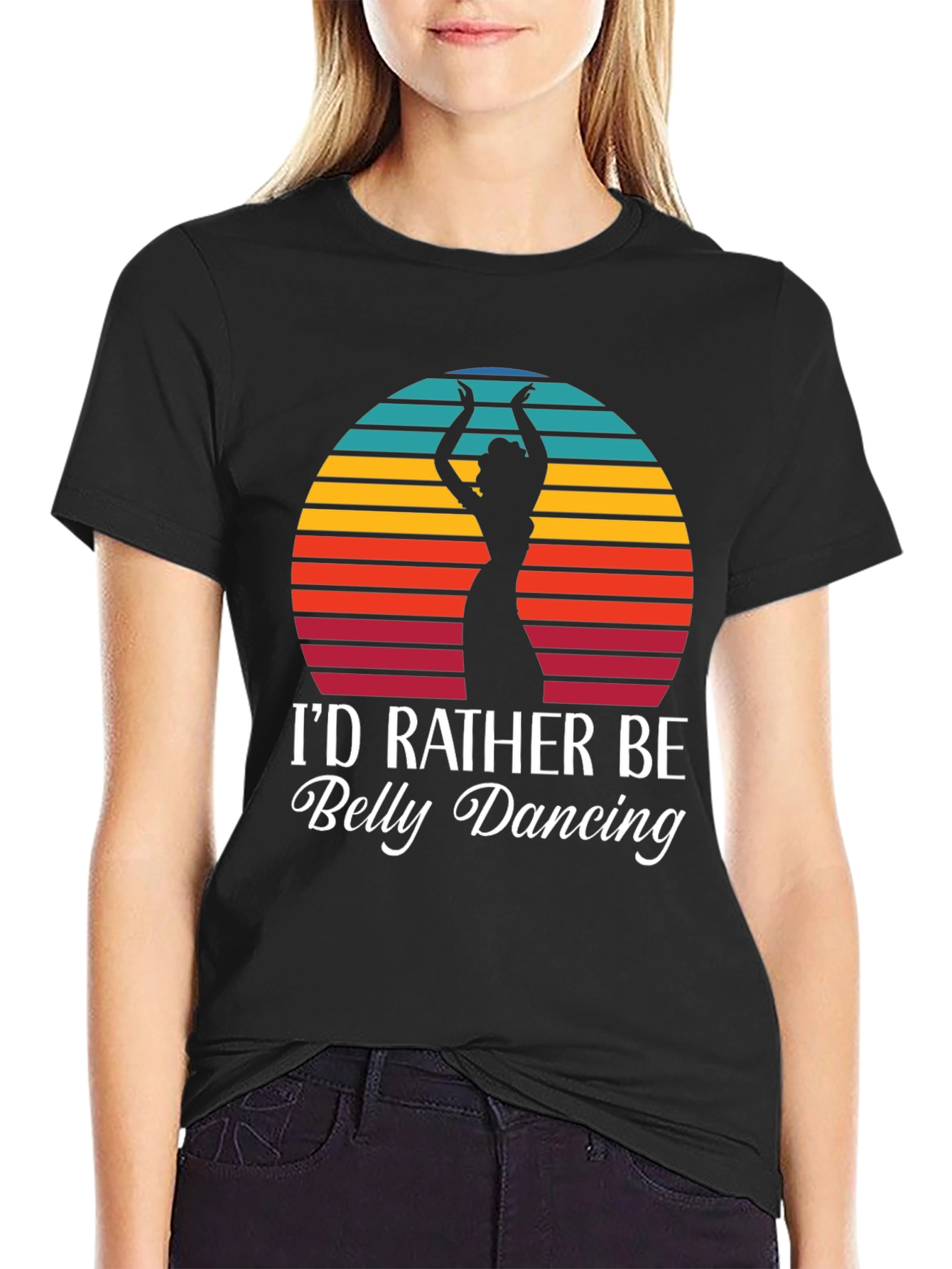 Belly Dancing T-Shirt - Retro Sunset Design