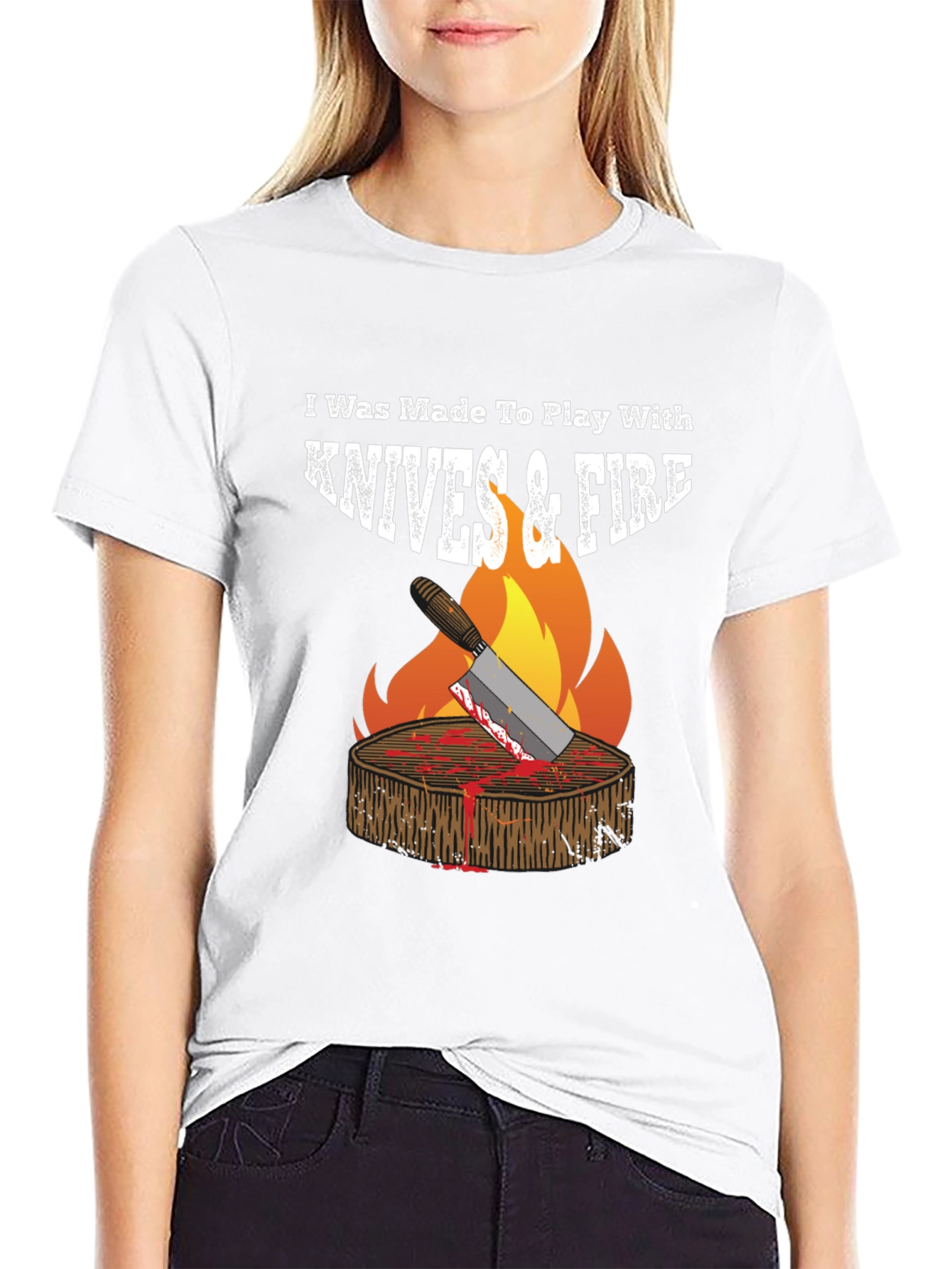 Knives & Fire BBQ T-Shirt - Grilling Humor