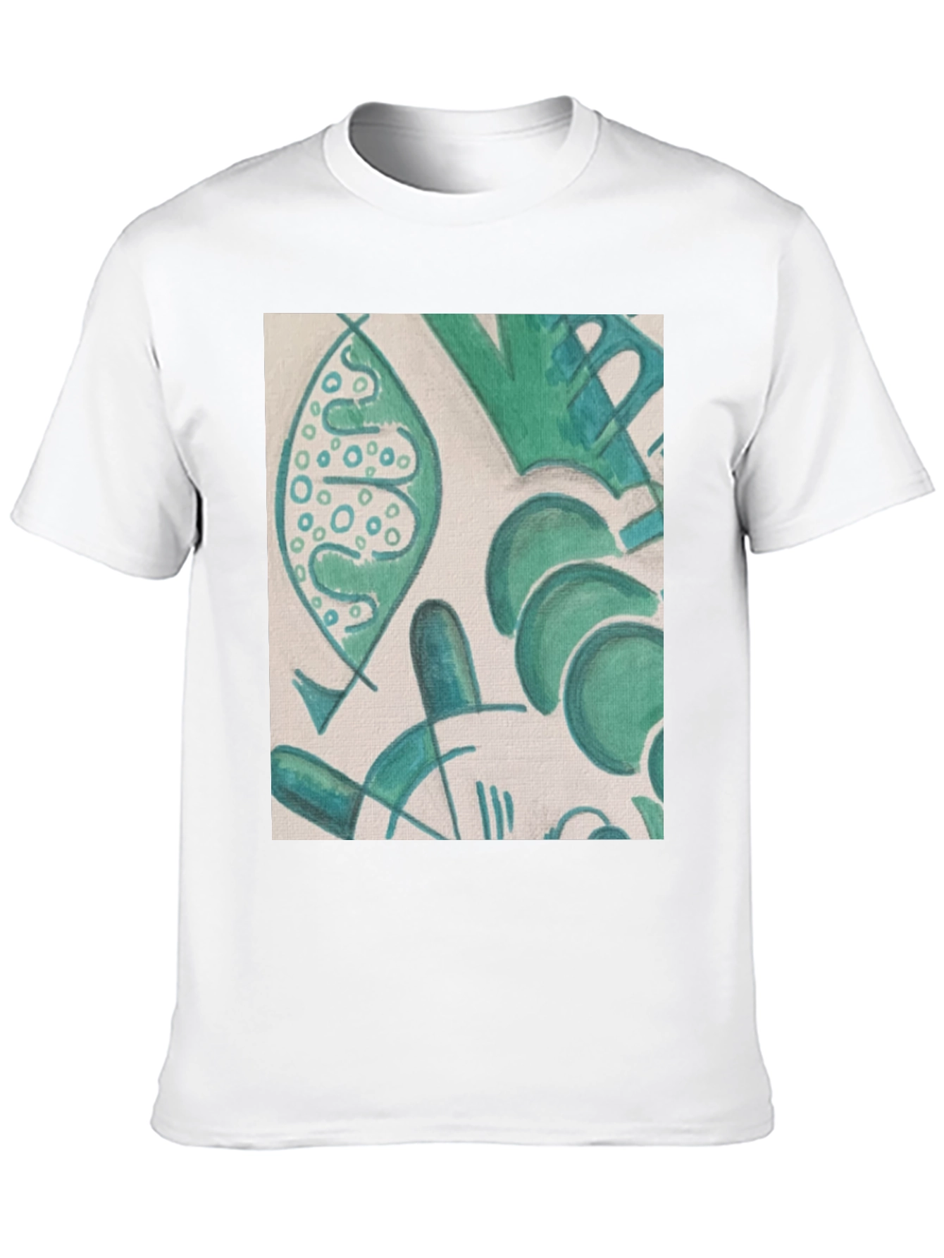 Abstract Green Pattern Black T-Shirt