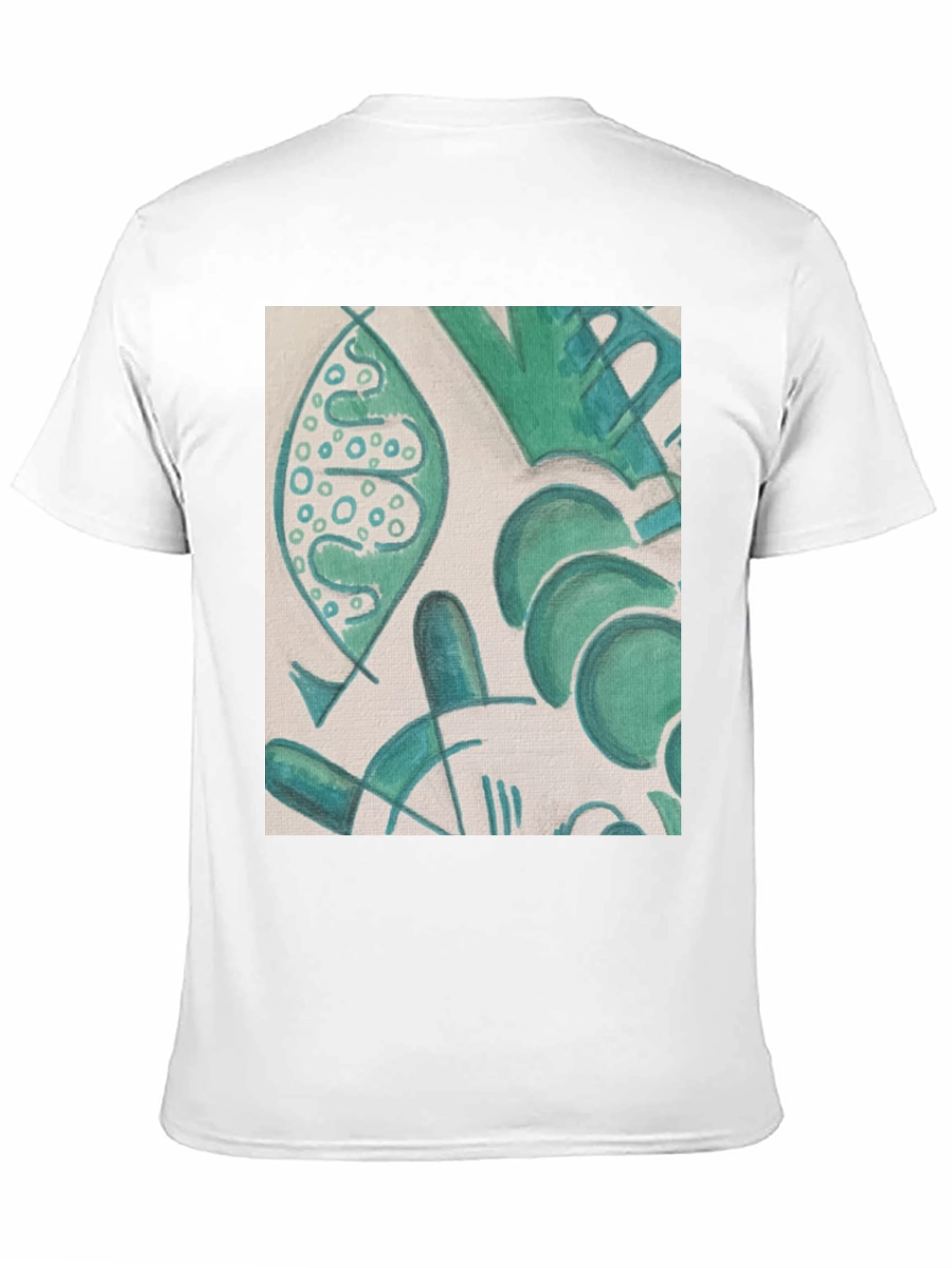 Abstract Green Pattern Black T-Shirt