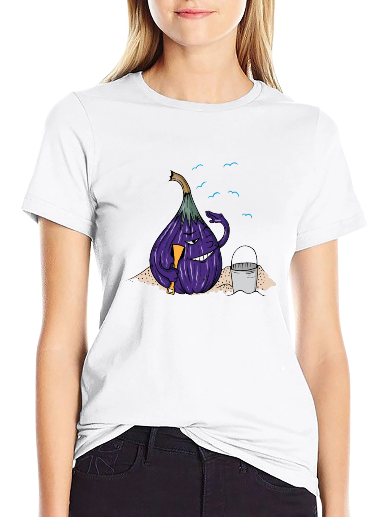 Eggplant Beach Vacation T-Shirt - Black