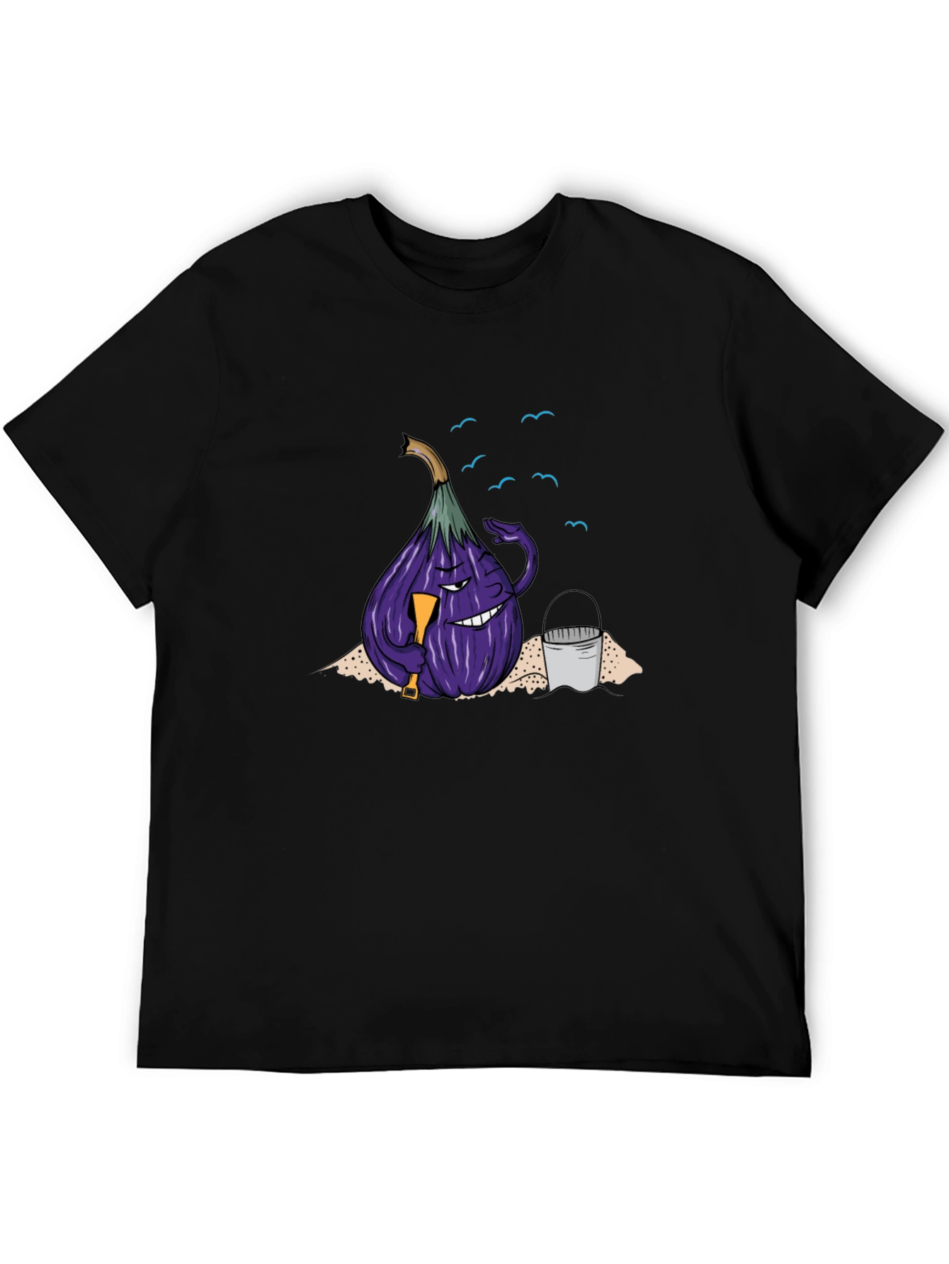 Eggplant Beach Vacation T-Shirt - Black