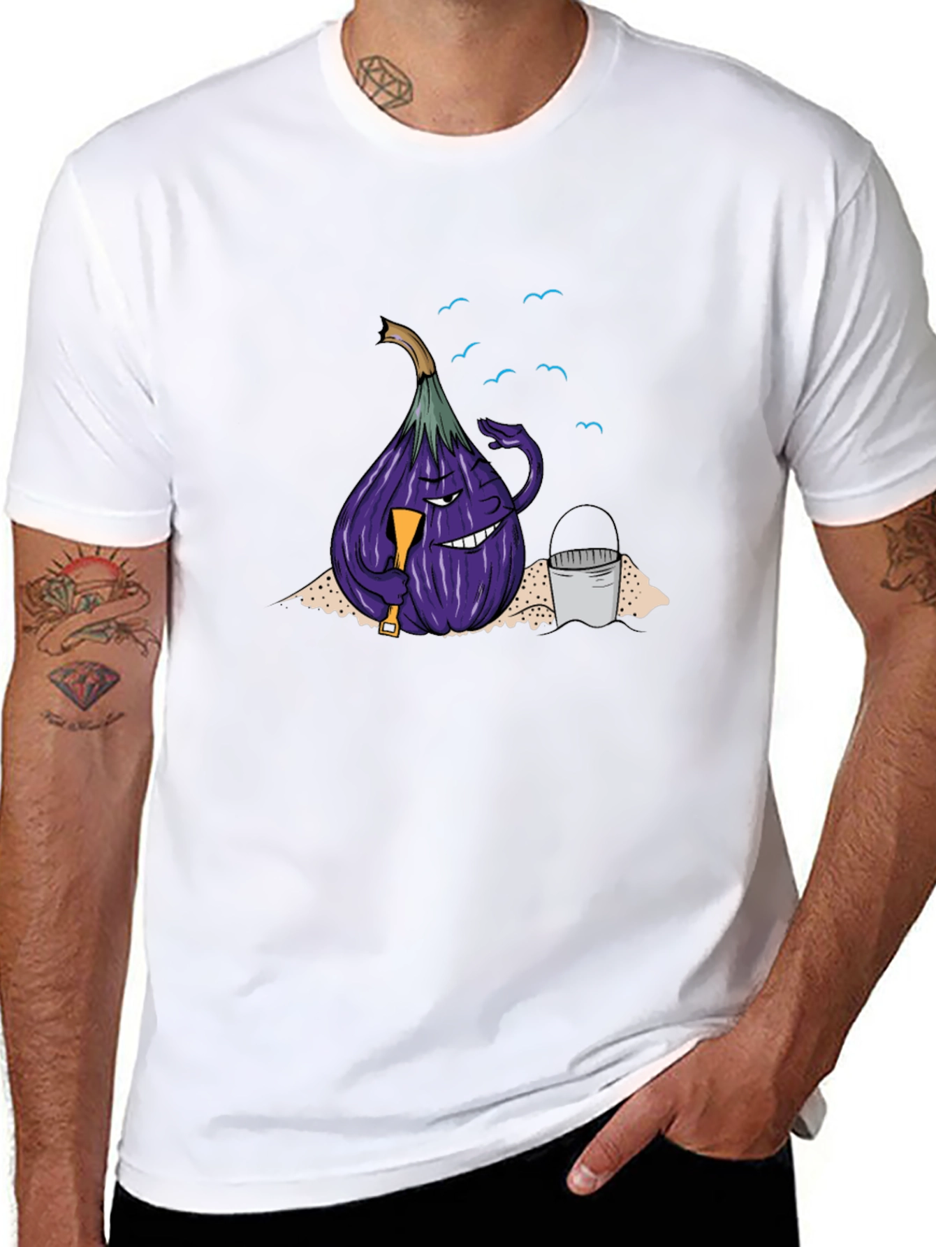 Eggplant Beach Vacation T-Shirt - Black
