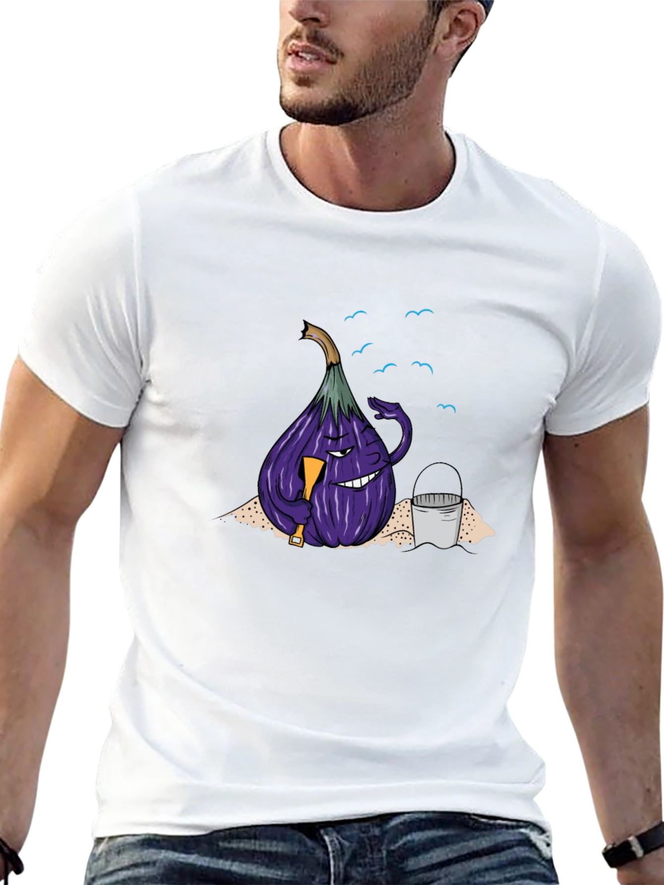 Eggplant Beach Vacation T-Shirt - Black