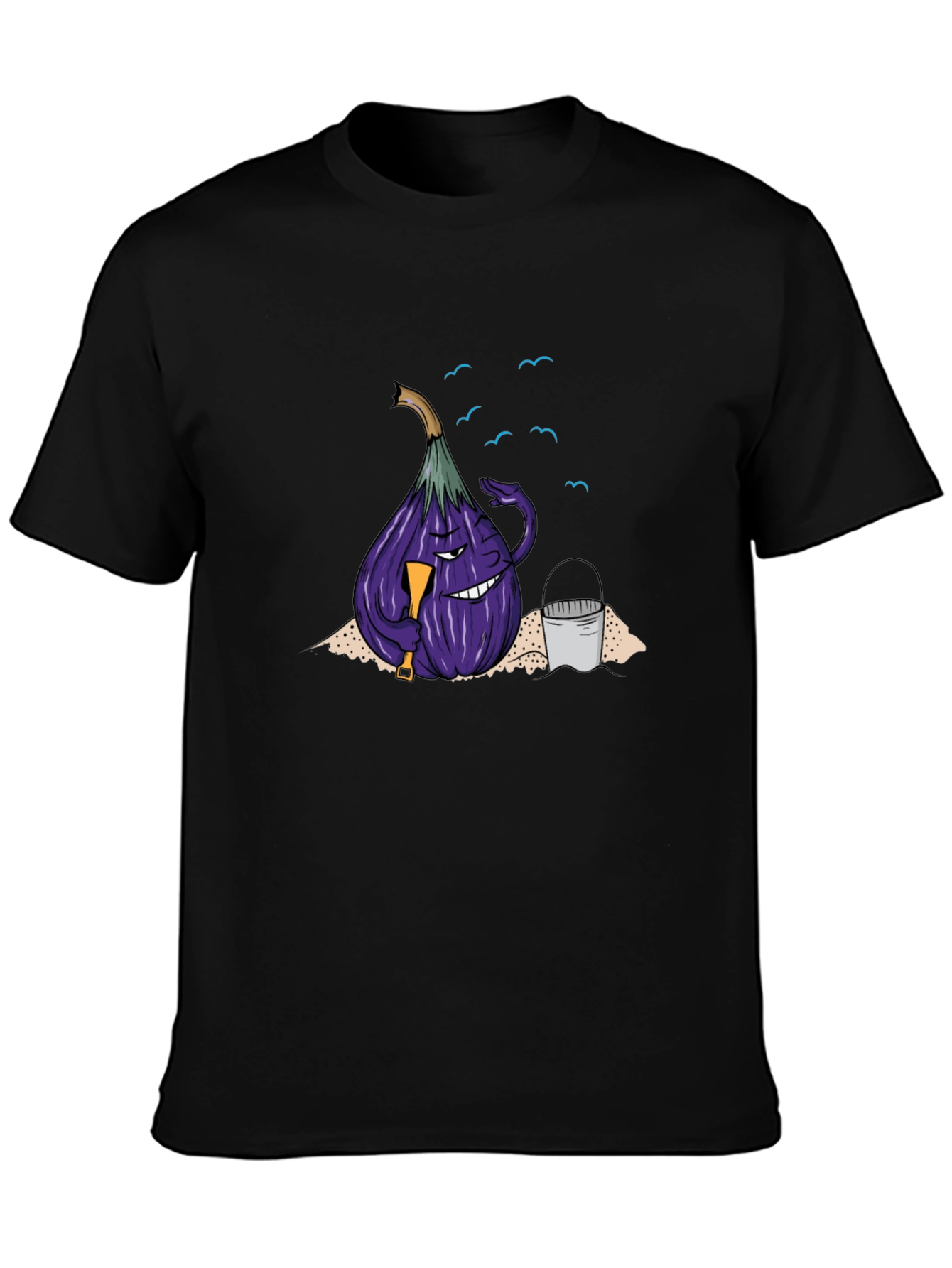 Eggplant Beach Vacation T-Shirt - Black