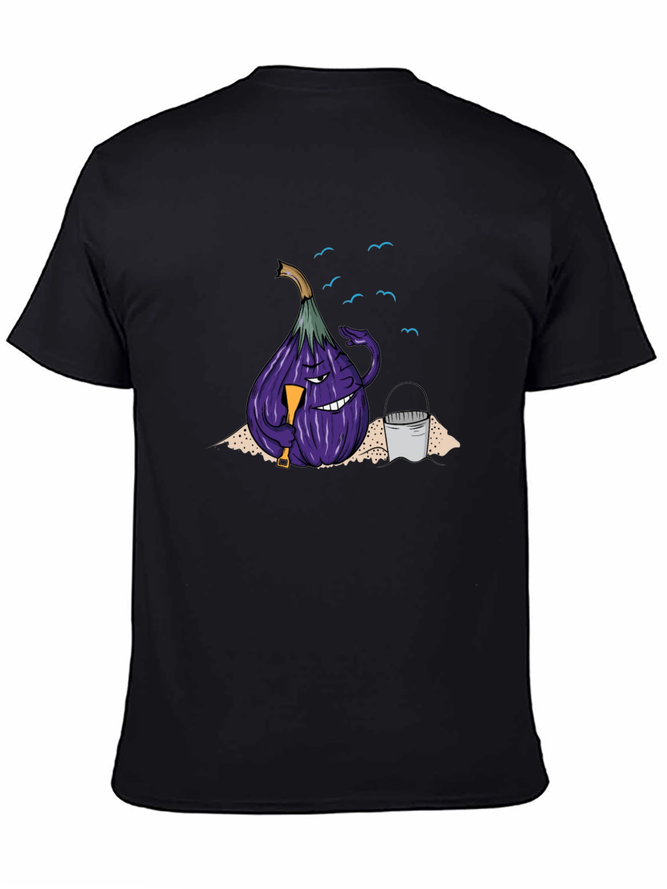 Eggplant Beach Vacation T-Shirt - Black