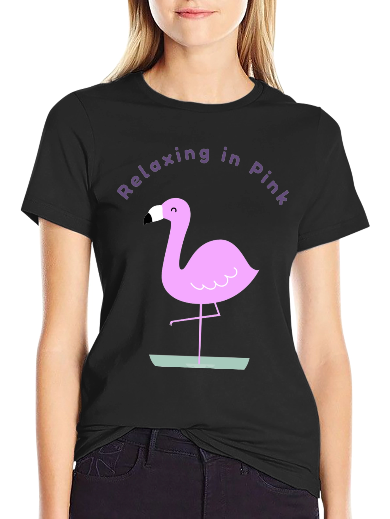 Relaxing in Pink Flamingo Graphic Tee