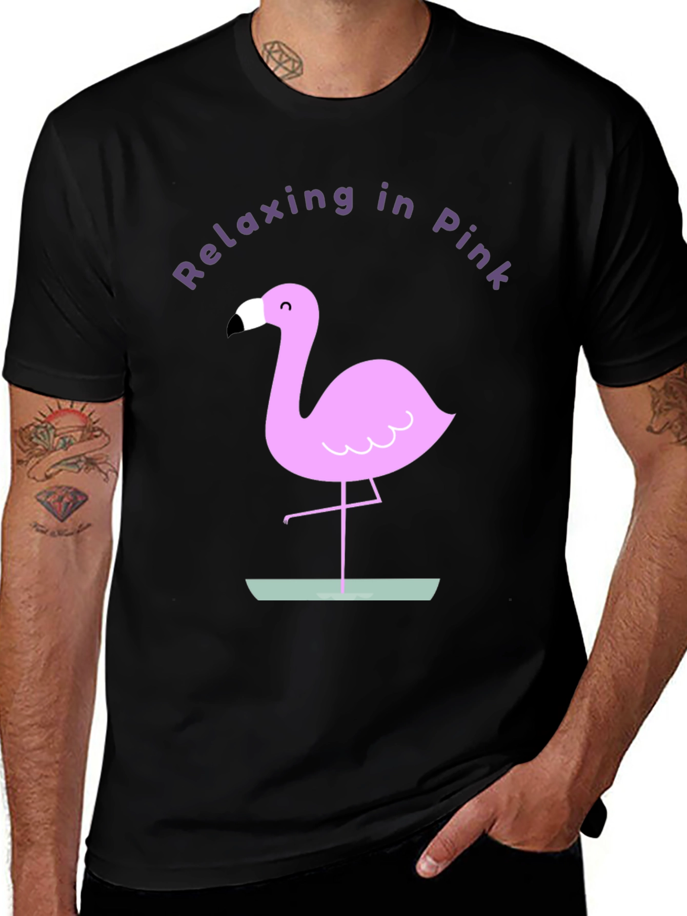 Relaxing in Pink Flamingo Graphic Tee