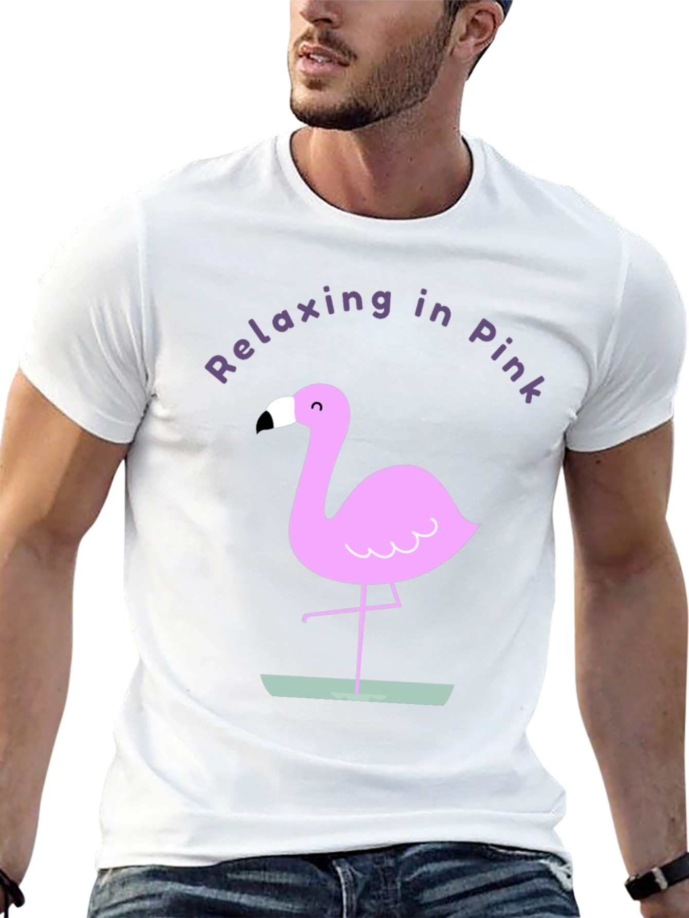 Relaxing in Pink Flamingo Graphic Tee