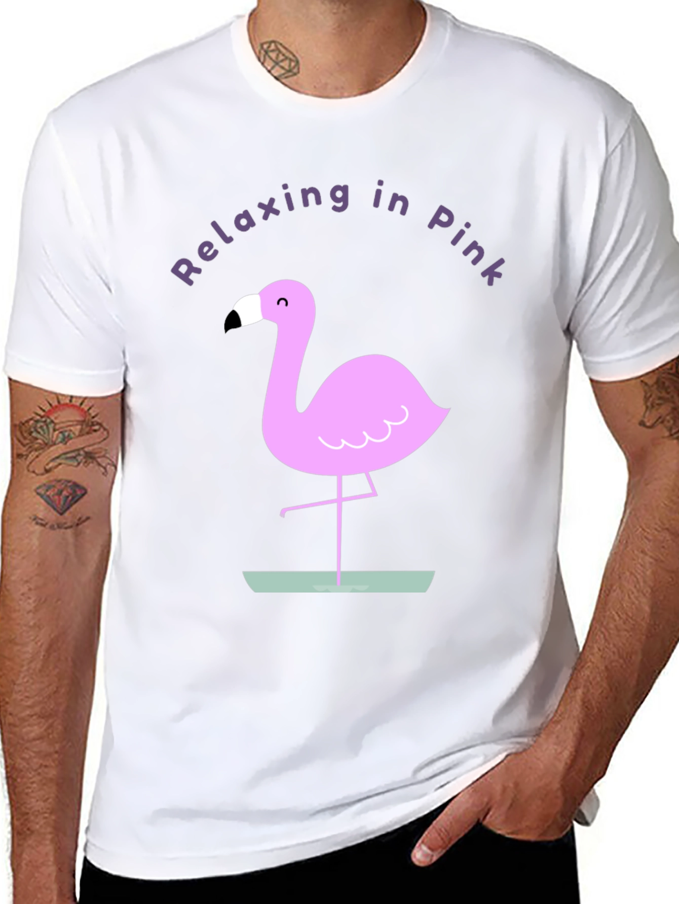 Relaxing in Pink Flamingo Graphic Tee