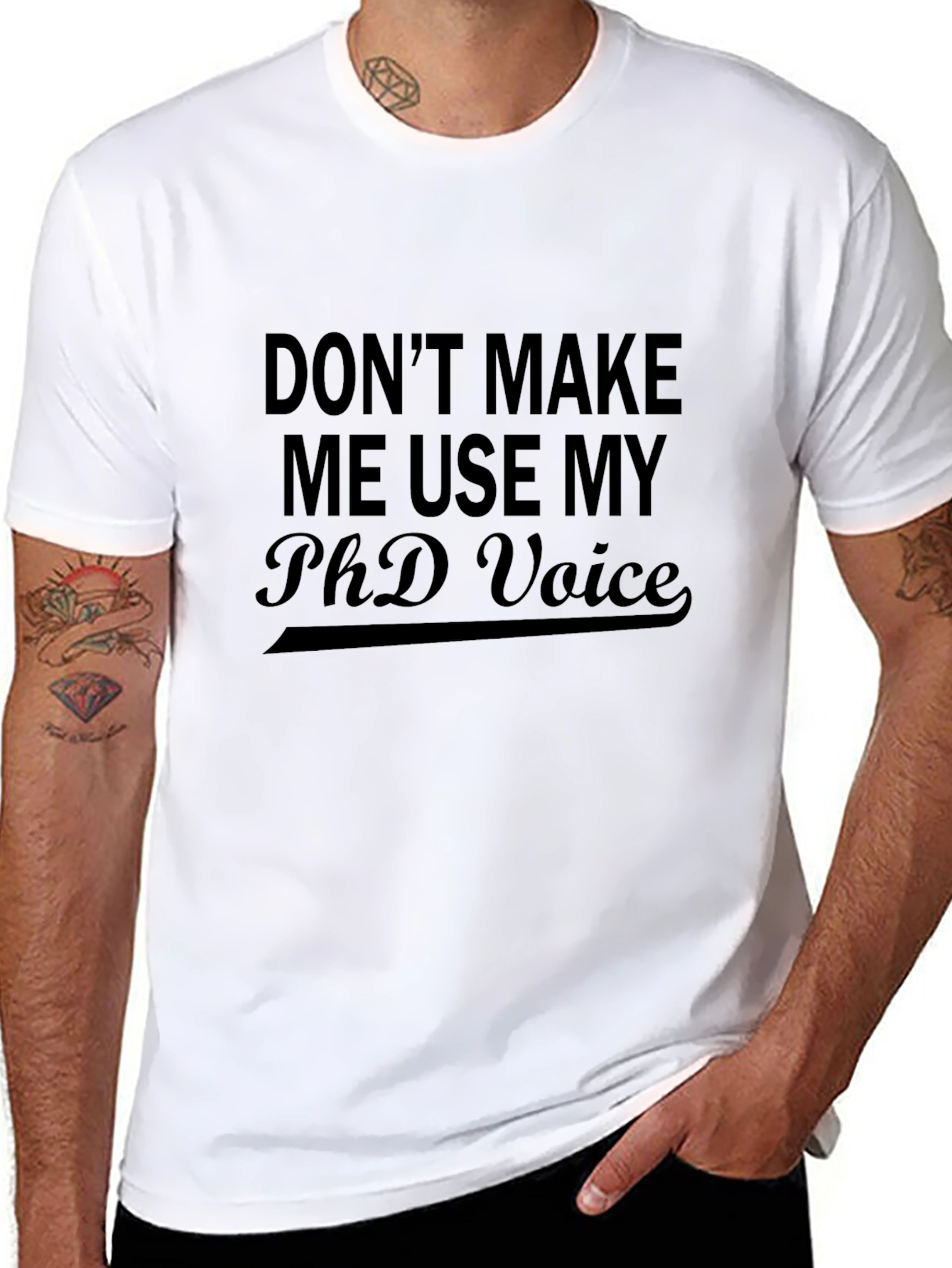 PhD Voice Black T-Shirt - Humorous Academic Apparel