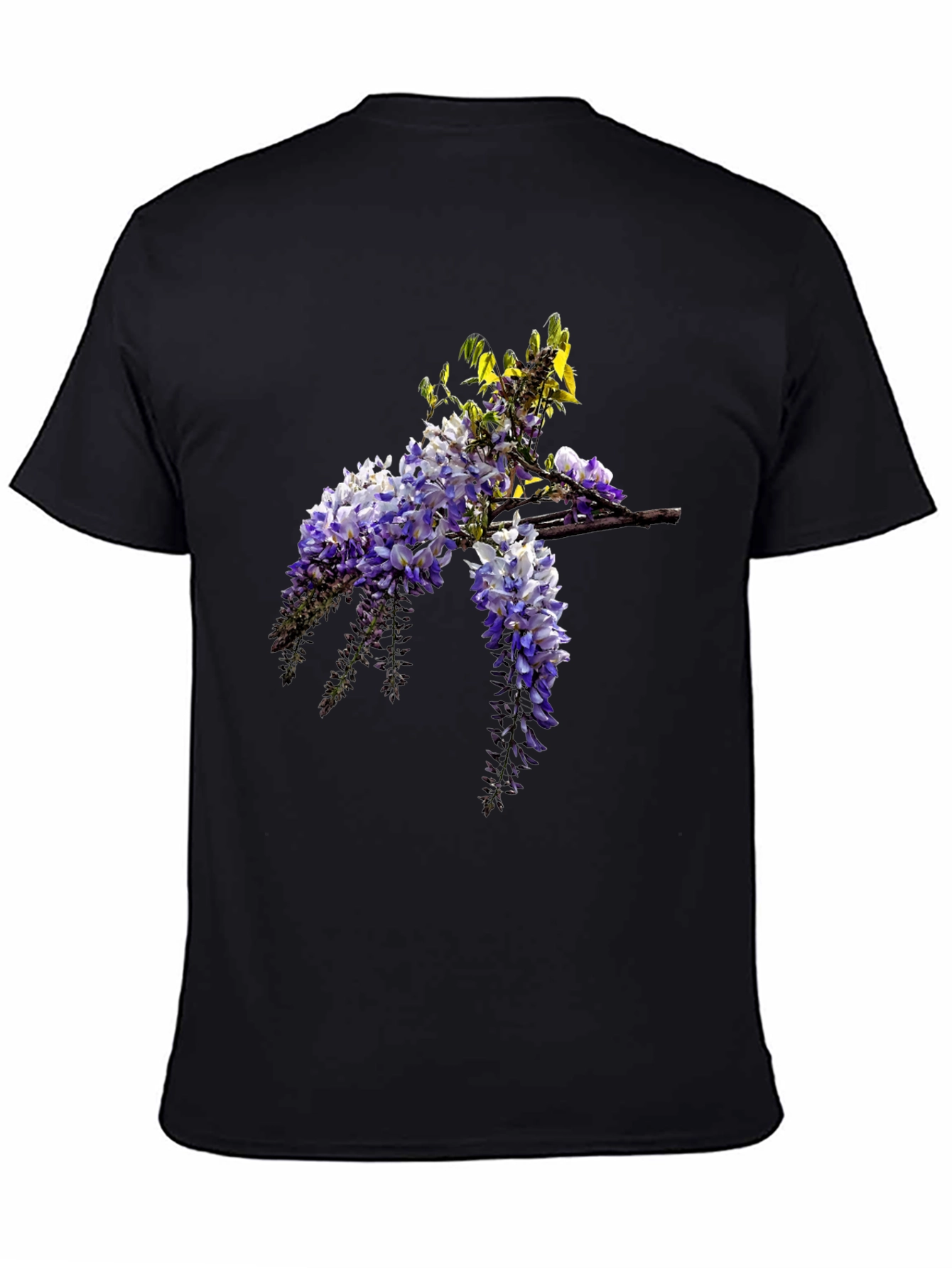 Floral Wisteria Print Black T-Shirt