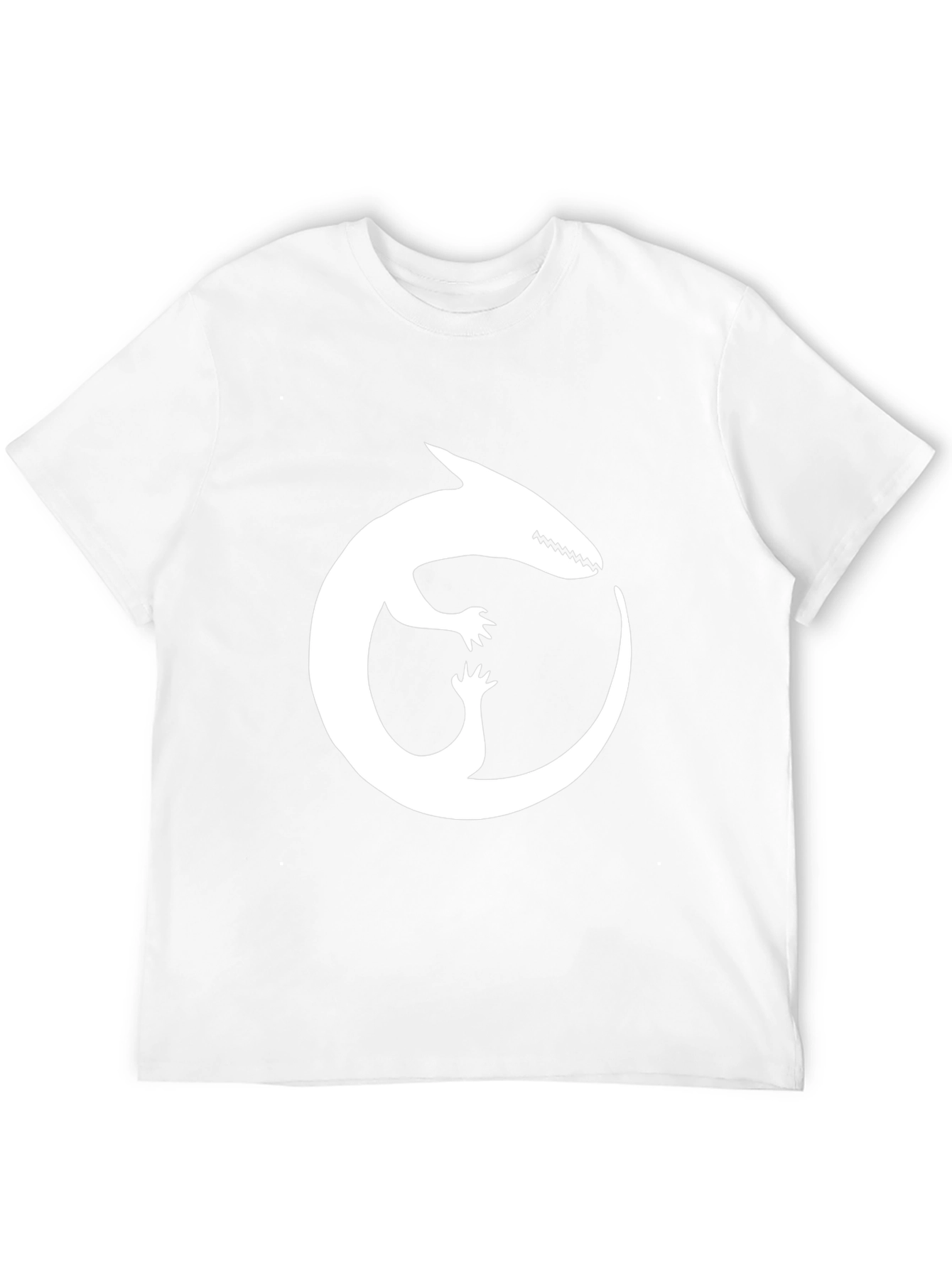 Black T-Shirt with White Ouroboros Lizard Graphic