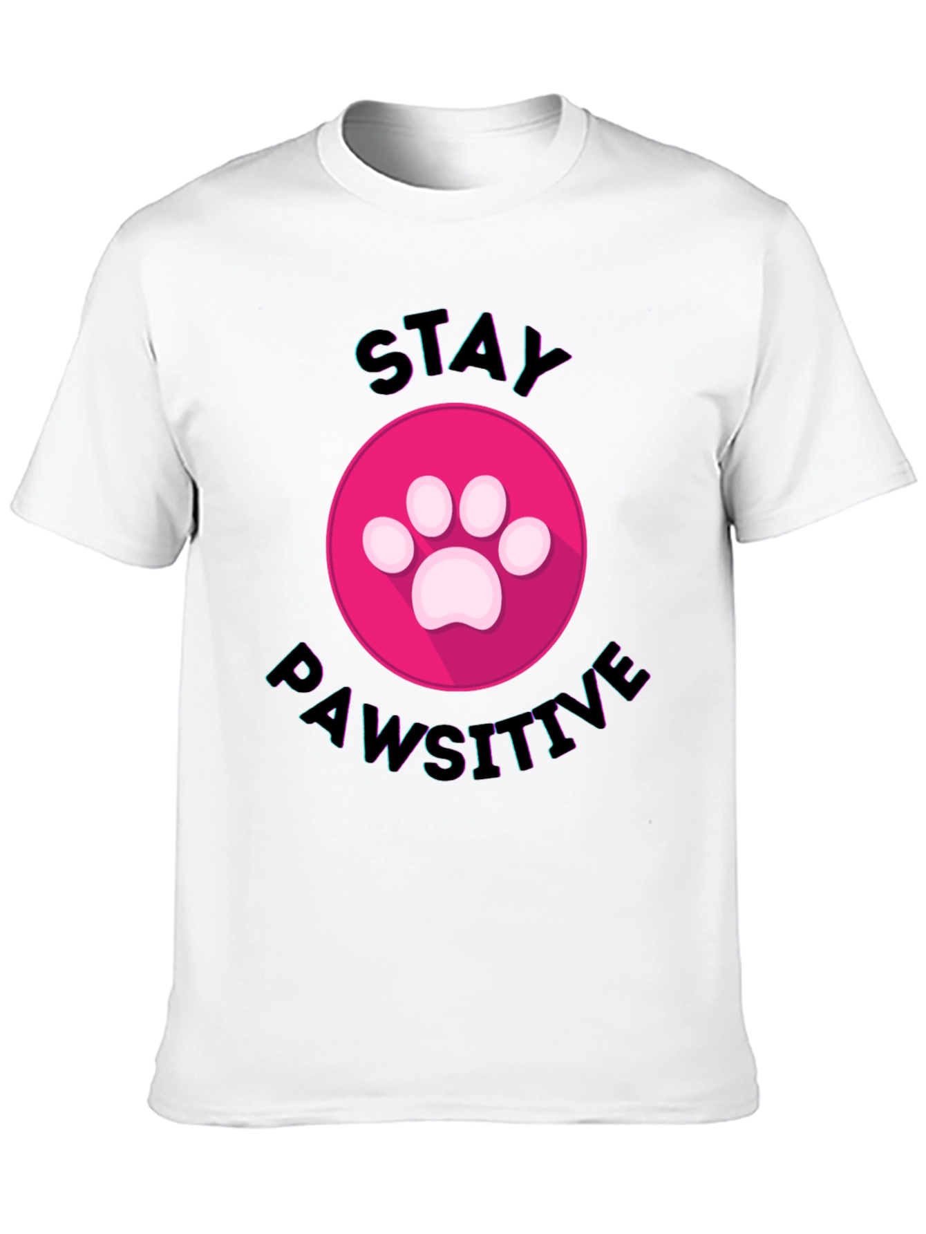 Stay Pawsitive Graphic Tee - Black Cotton Comfort