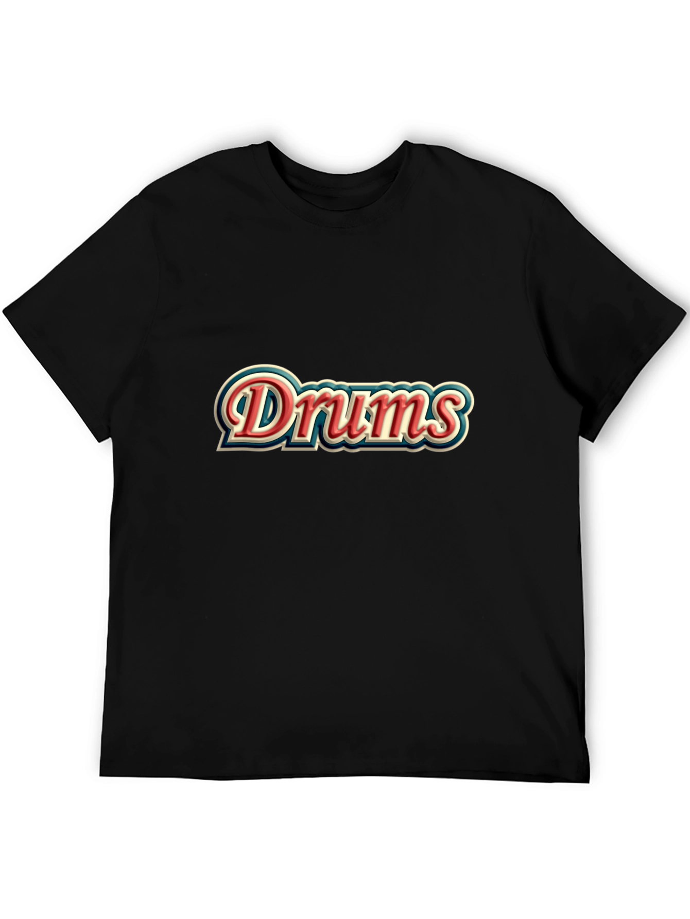 Drums Retro Style Black T-Shirt