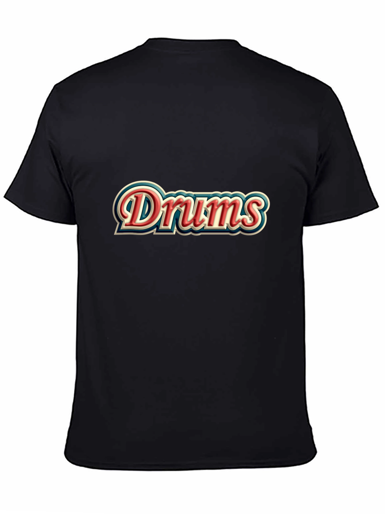 Drums Retro Style Black T-Shirt