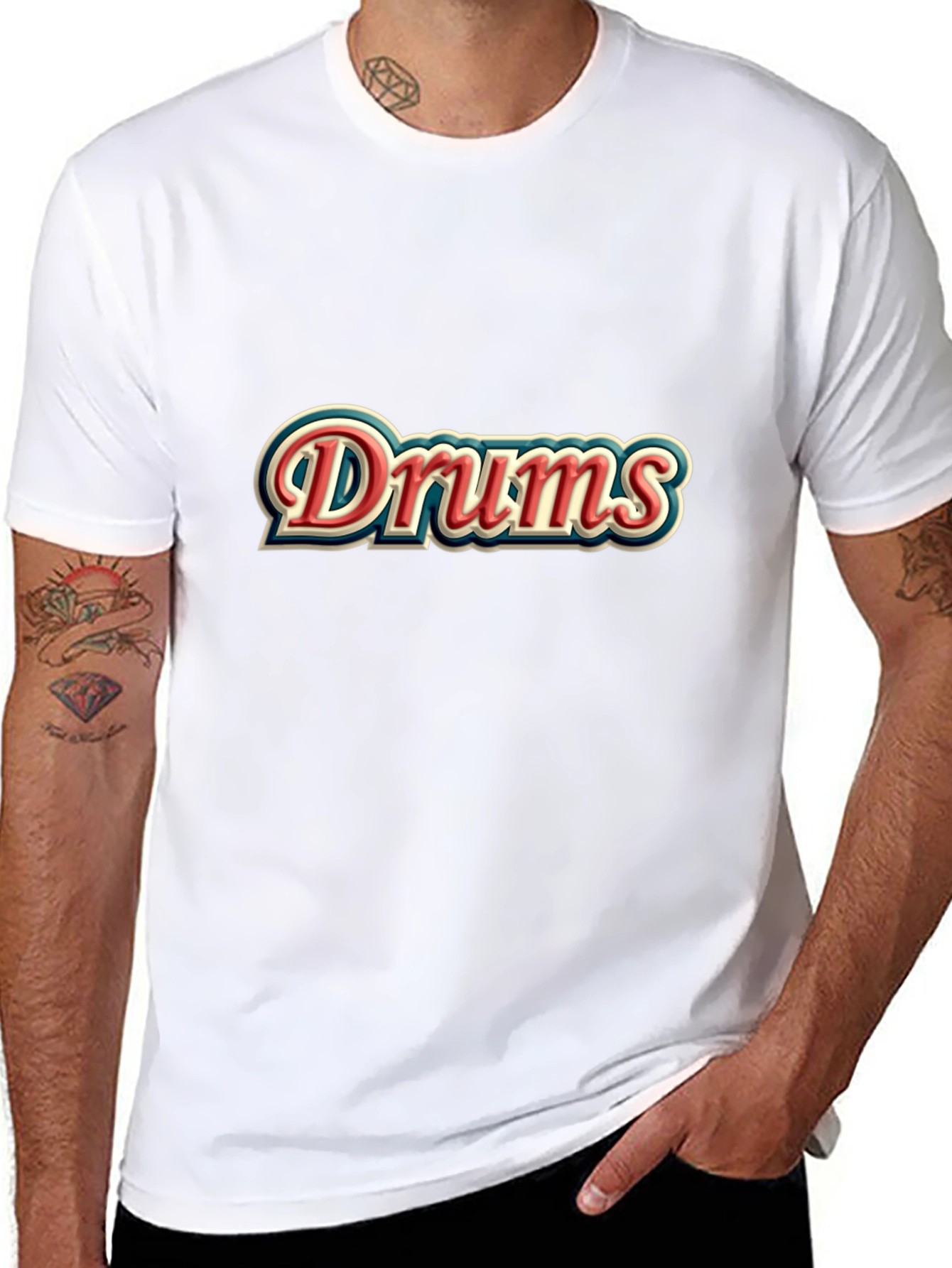 Drums Retro Style Black T-Shirt