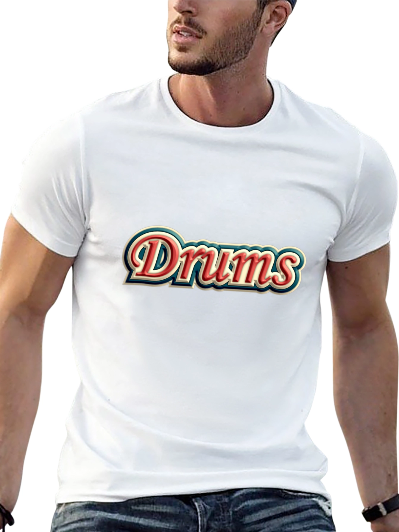 Drums Retro Style Black T-Shirt