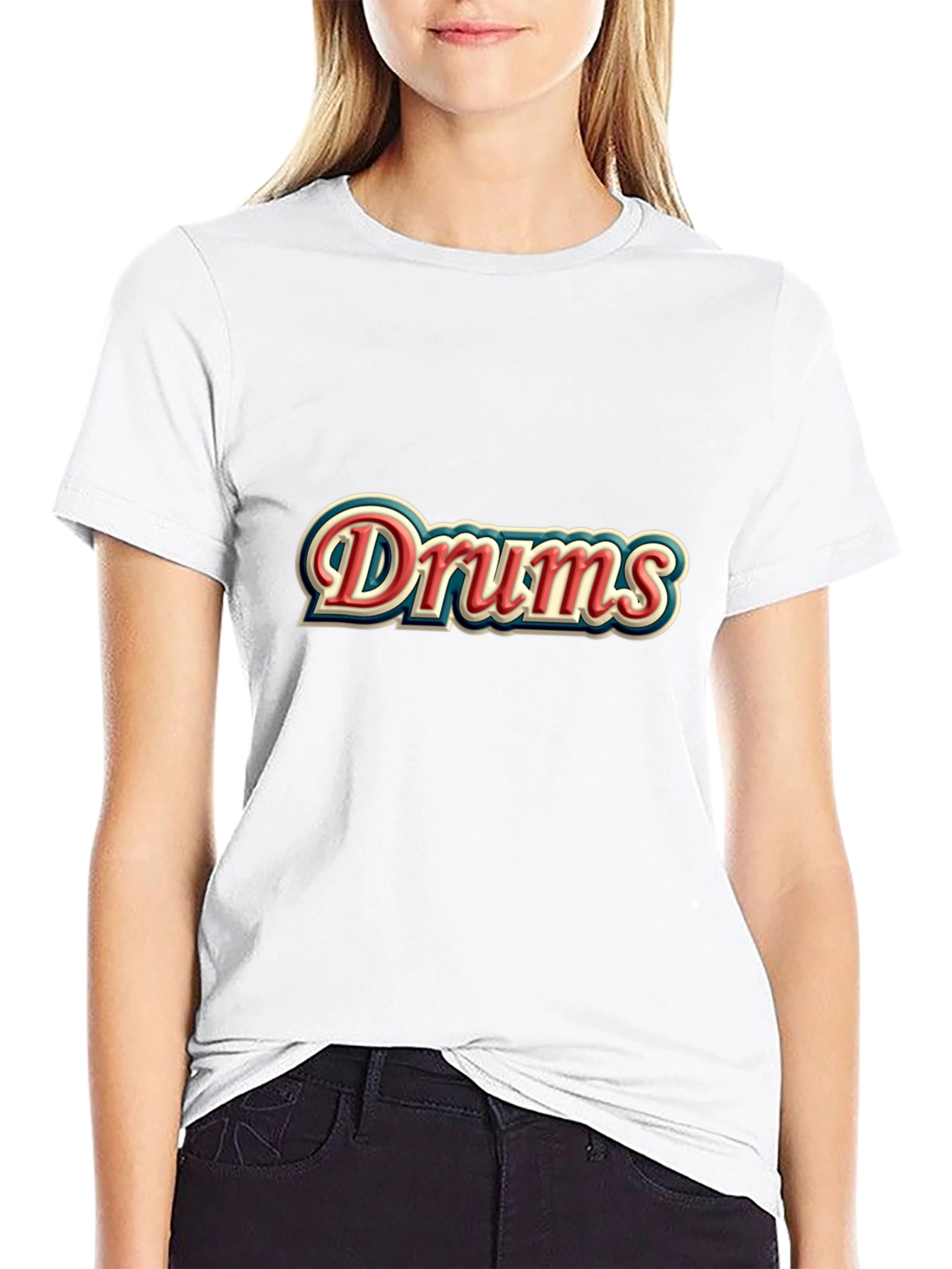 Drums Retro Style Black T-Shirt
