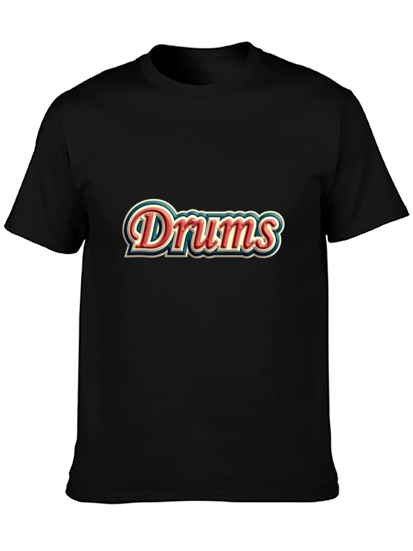 Drums Retro Style Black T-Shirt