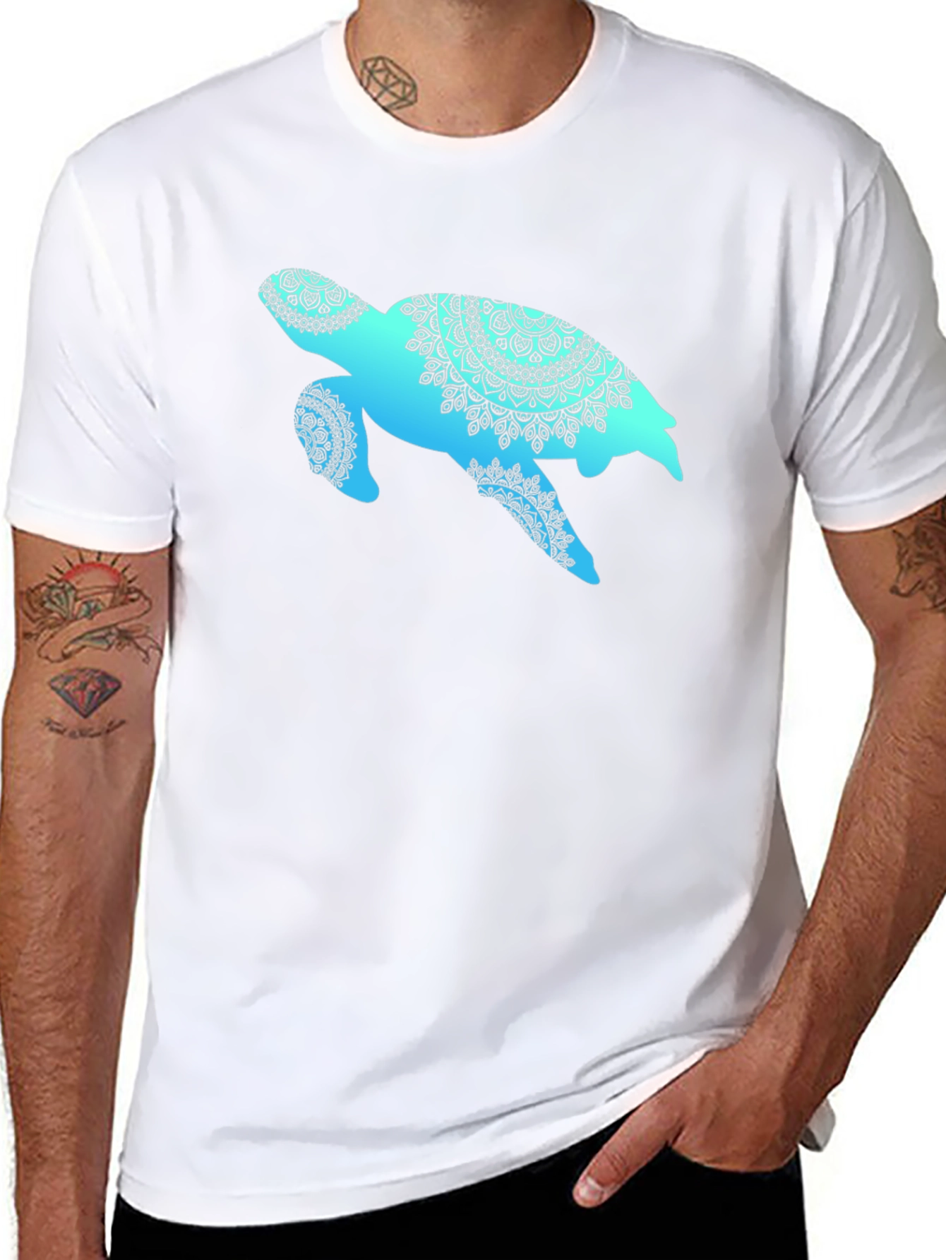 Turtle Mandala Graphic Tee - Black