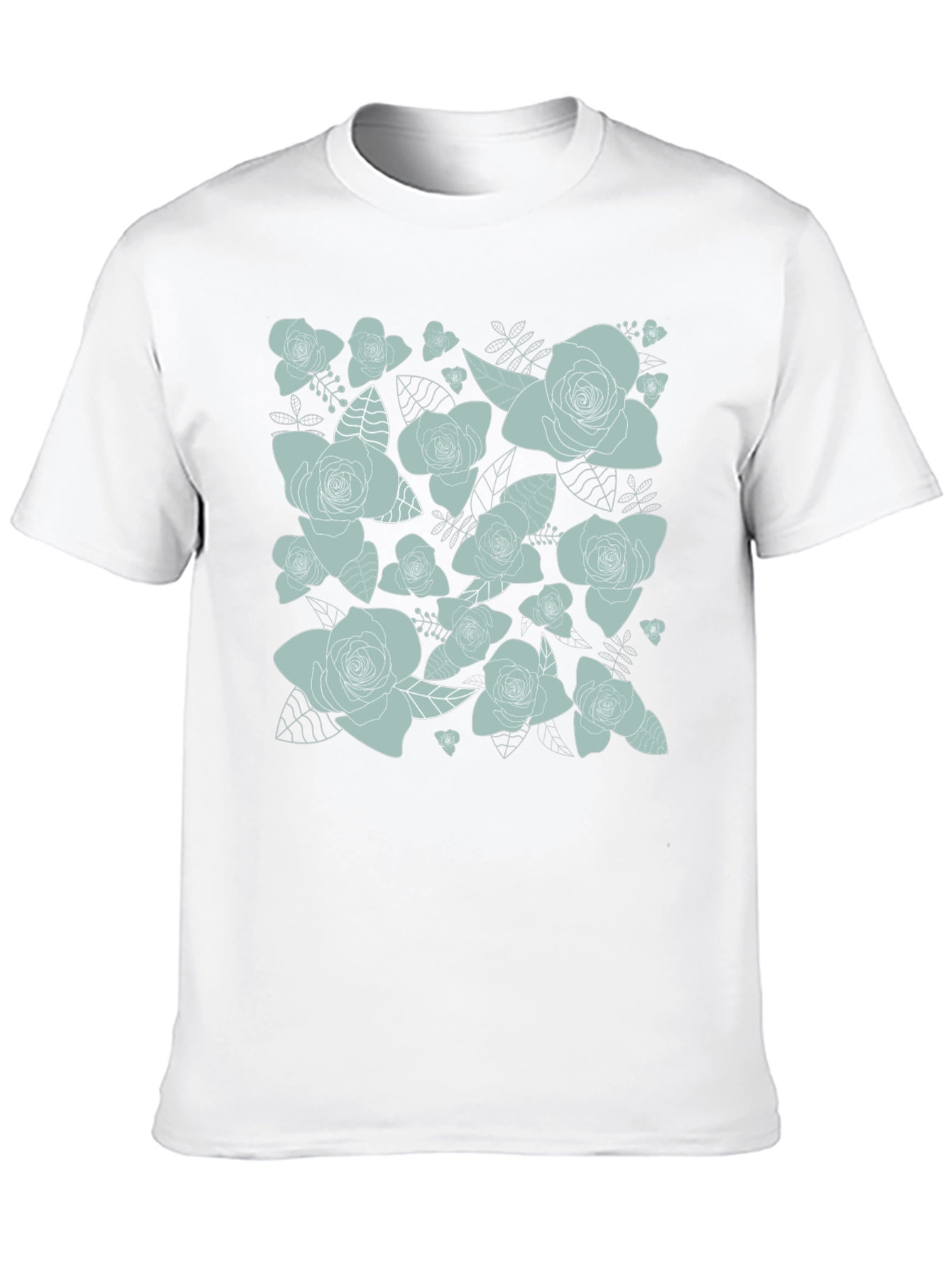 Floral Rose Print T-Shirt - Black