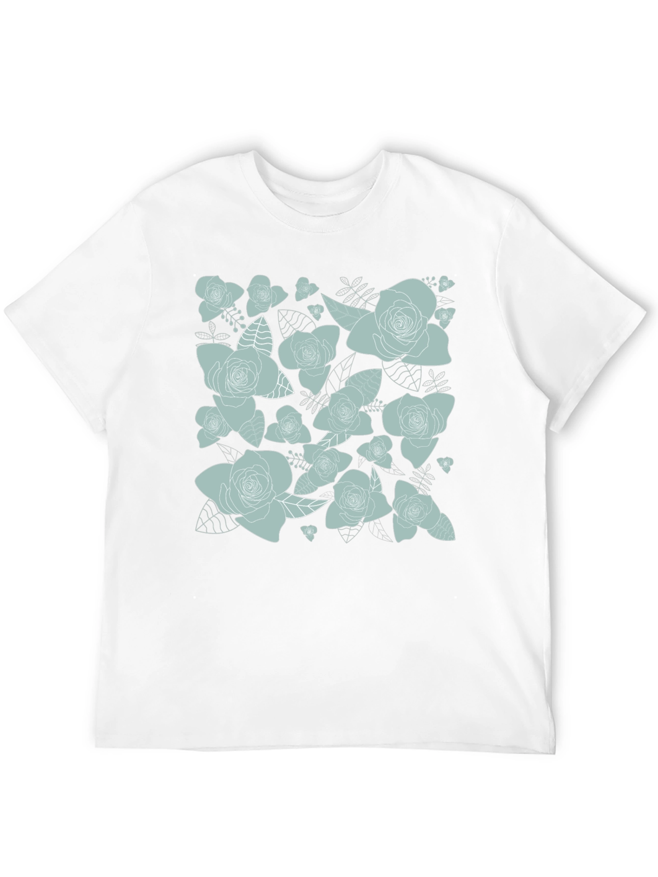 Floral Rose Print T-Shirt - Black