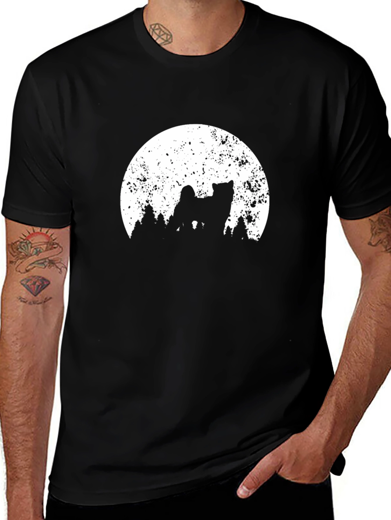 Wolf Moon Silhouette T-Shirt - Black