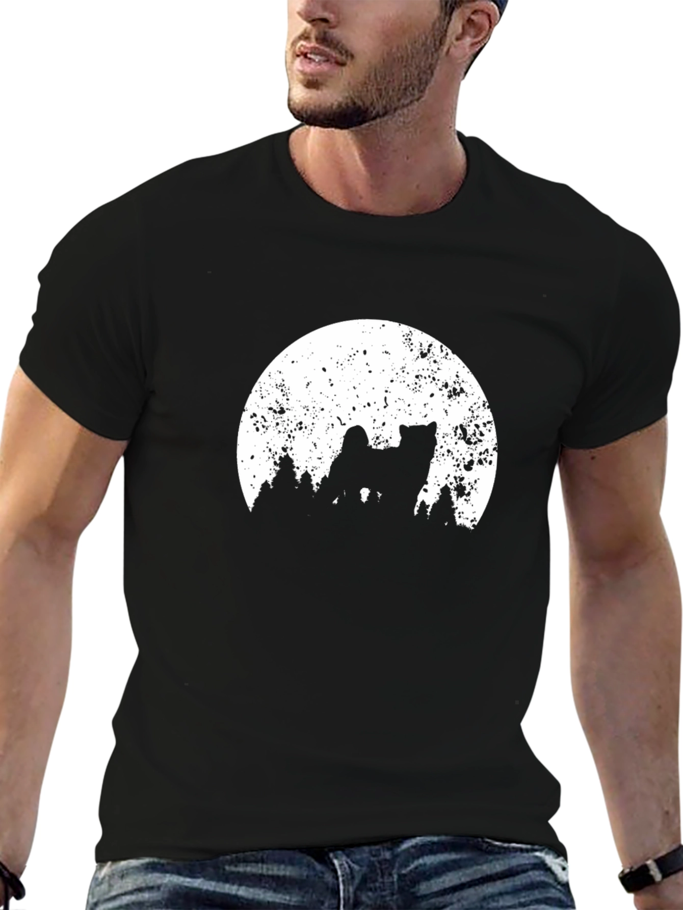 Wolf Moon Silhouette T-Shirt - Black