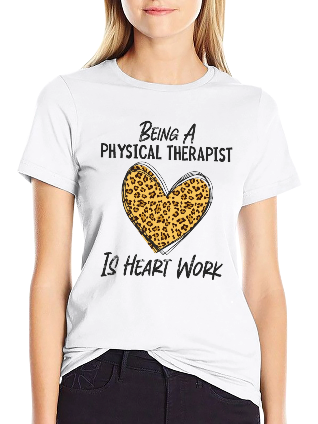 Physical Therapist Heart Leopard Print T-Shirt