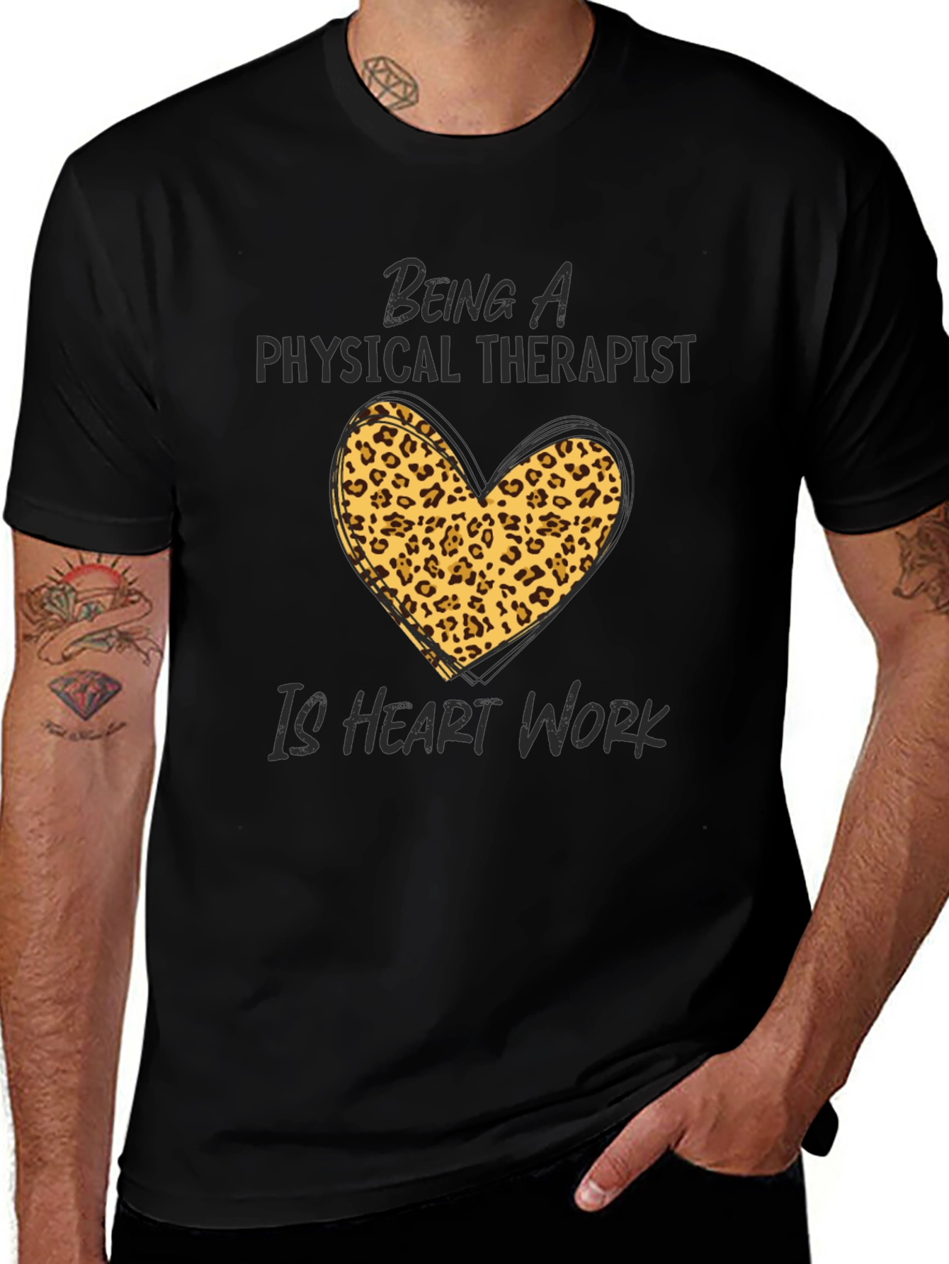 Physical Therapist Heart Leopard Print T-Shirt