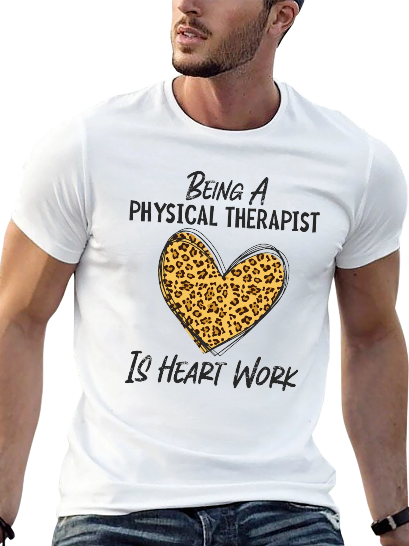 Physical Therapist Heart Leopard Print T-Shirt