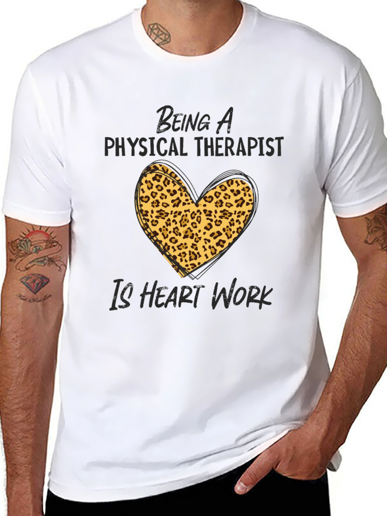 Physical Therapist Heart Leopard Print T-Shirt