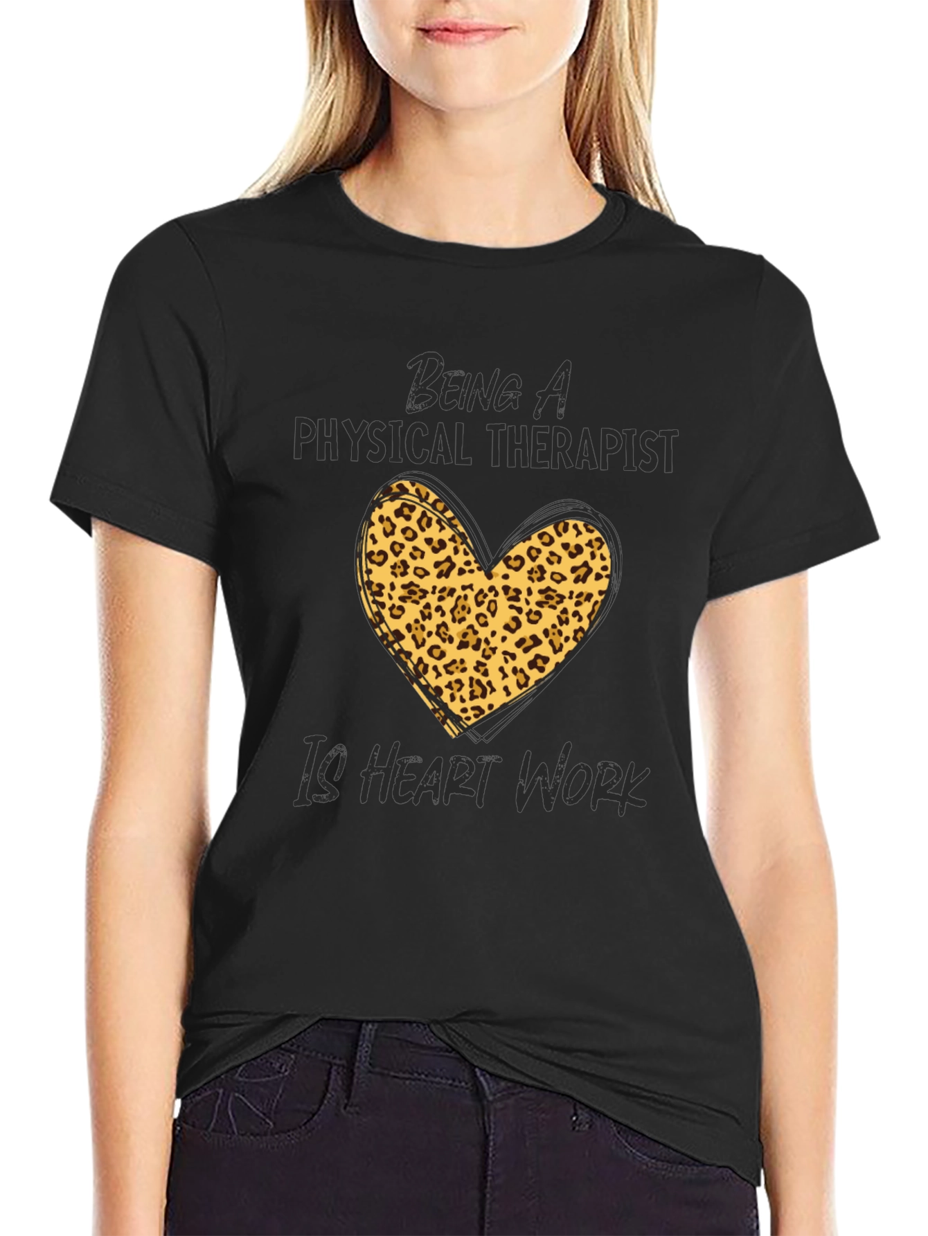 Physical Therapist Heart Leopard Print T-Shirt